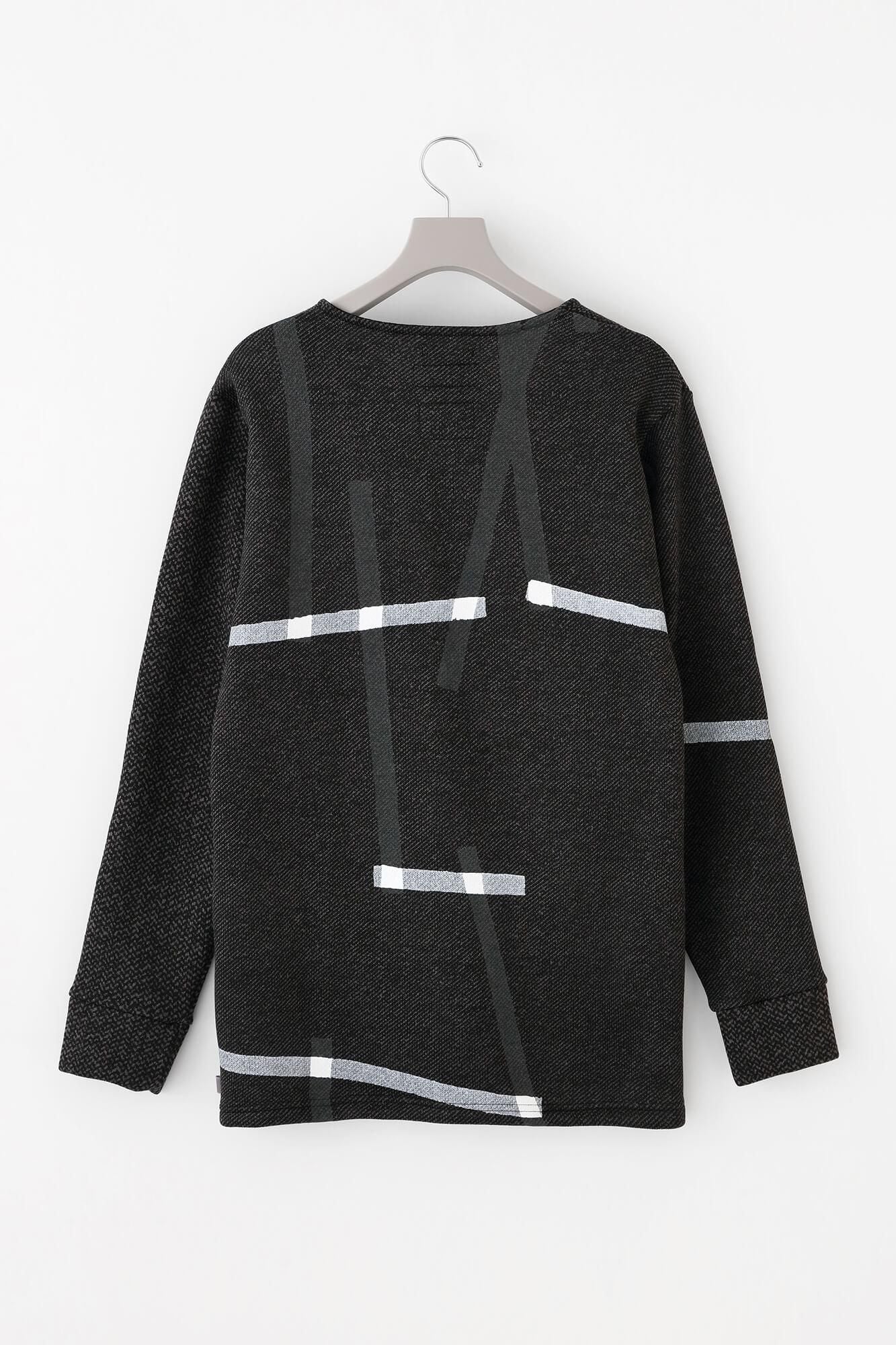 裏起毛ツイルニット H.W.S カーディガン/ブラック・グレー×鳶(とび)