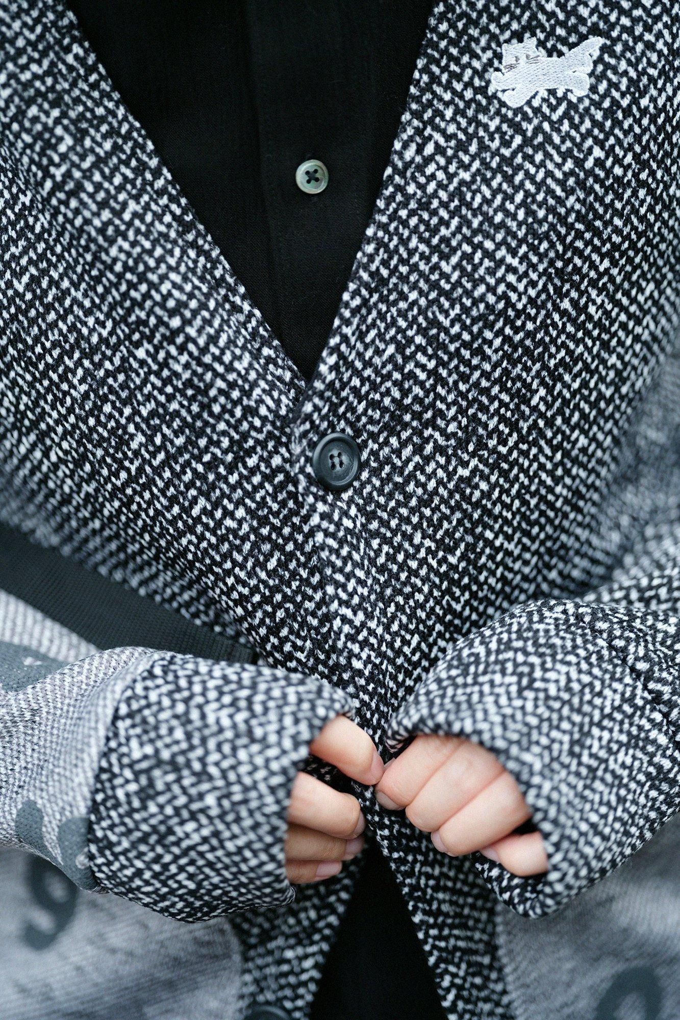 【◯预购】内起绒斜纹针织HWS 外套/白色・黑色×SO-SU-U十数(※预计于12月2日左右发货)