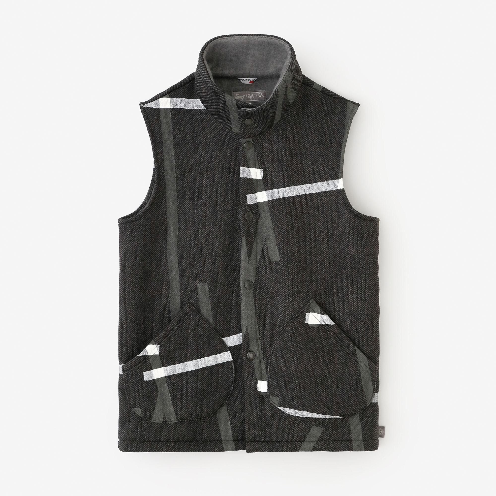 【net Limited】Fleece Brushed Lining Twill Knit Vest/Tobi Brown Black