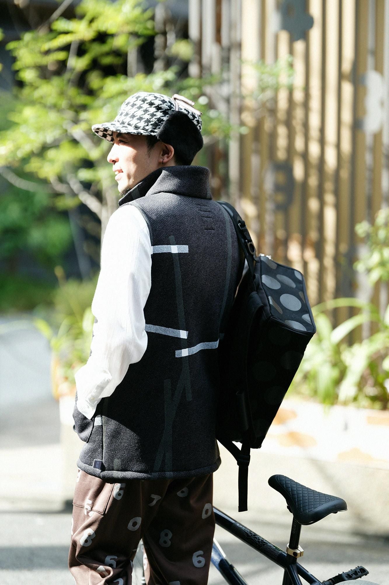 【net Limited】Fleece Brushed Lining Twill Knit Vest/Tobi Brown Black