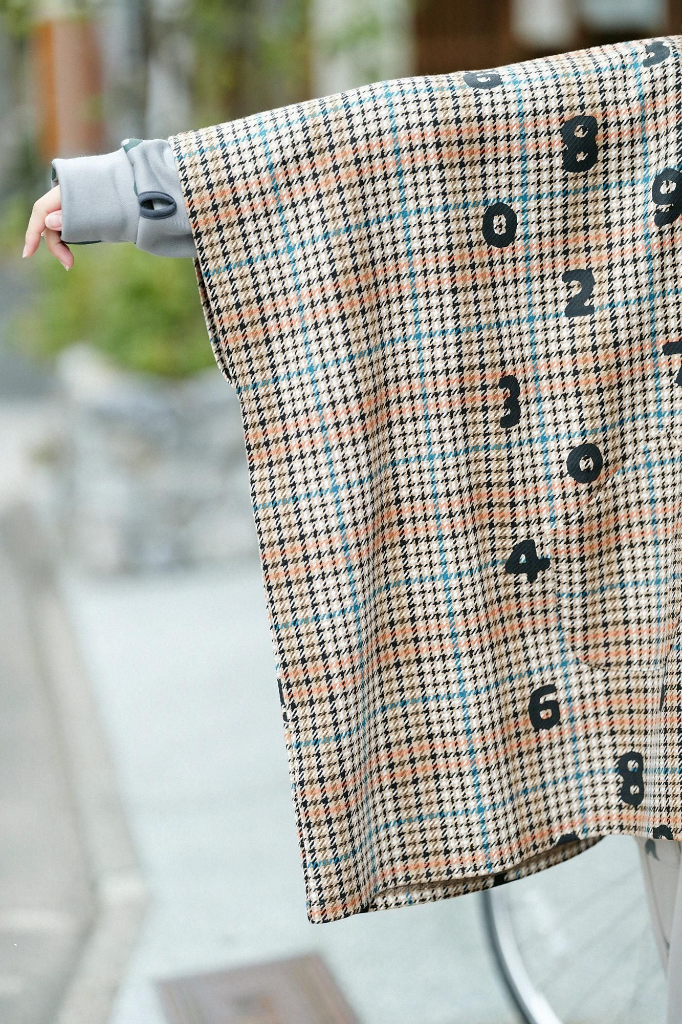 BALLI Twill BIKE Poncho/SO-SU-Uand Blank Cream Check