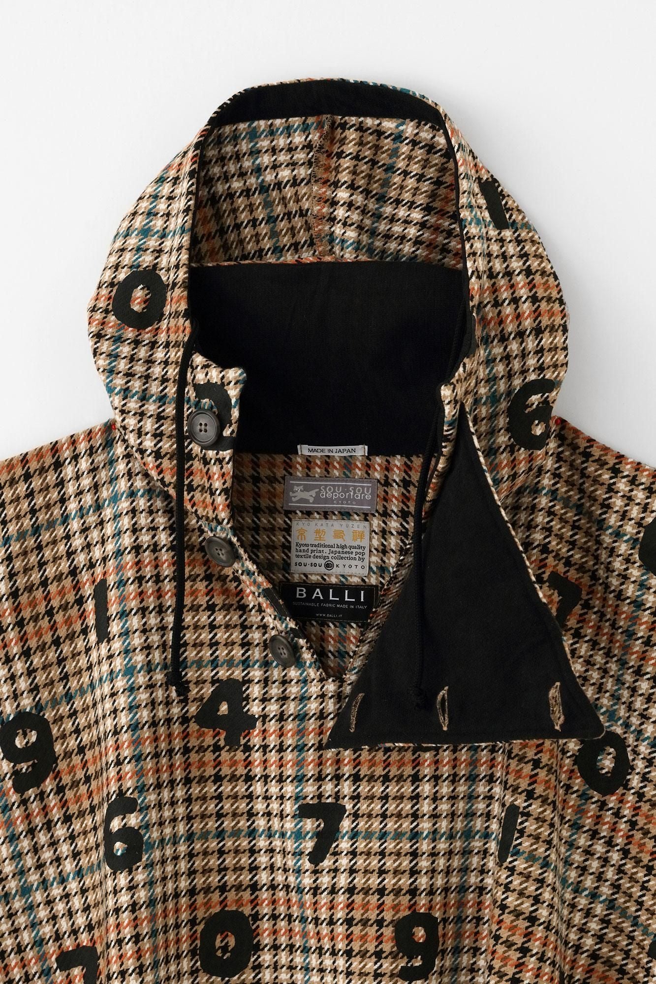 BALLI Twill BIKE Poncho/SO-SU-Uand Blank Cream Check