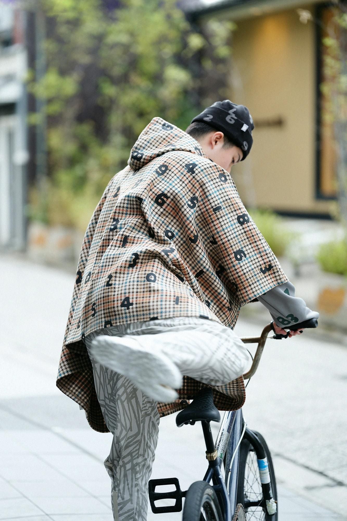 BALLI Twill BIKE Poncho/SO-SU-Uand Blank Cream Check