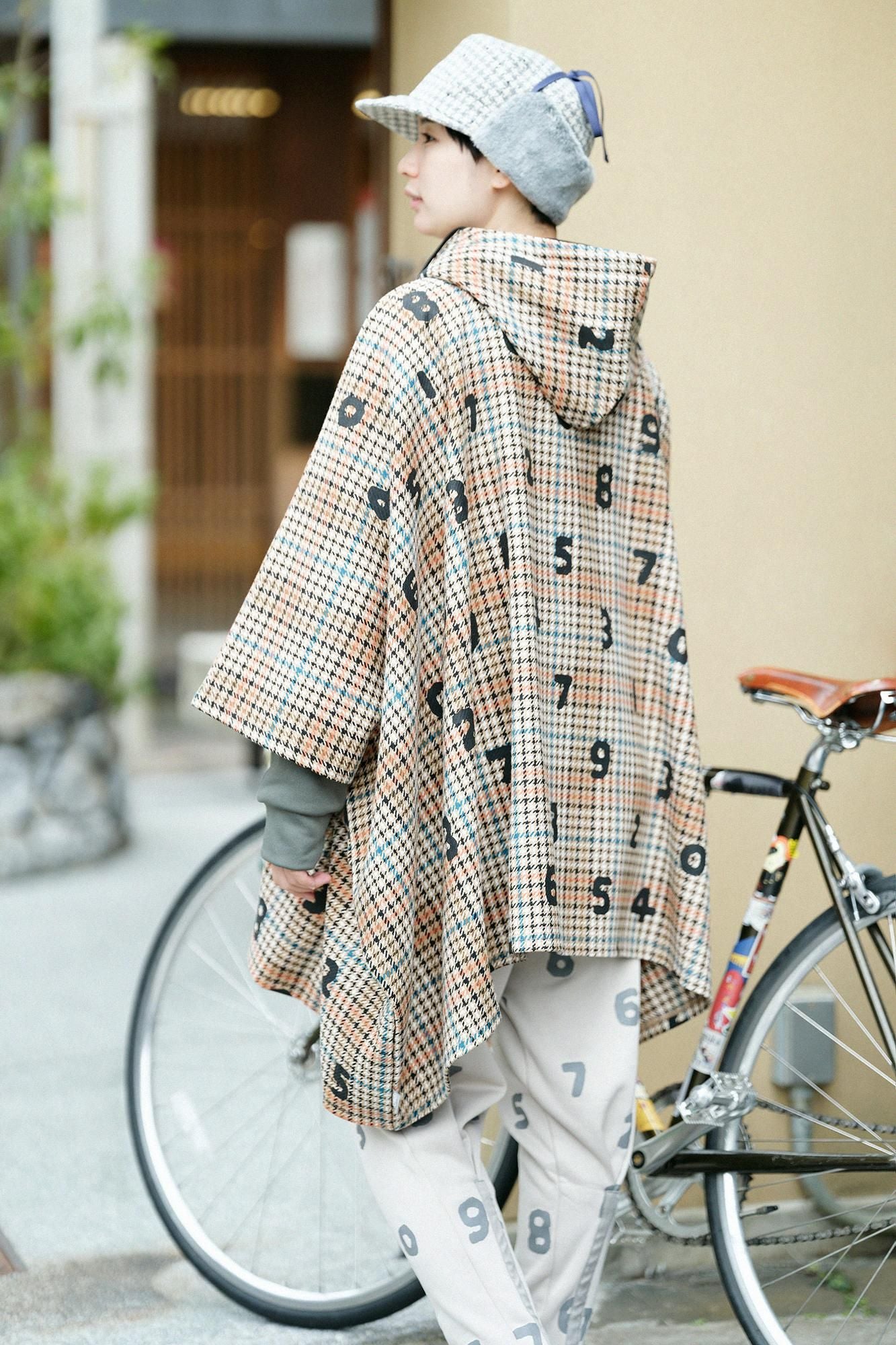 BALLI Twill BIKE Poncho/SO-SU-Uand Blank Cream Check
