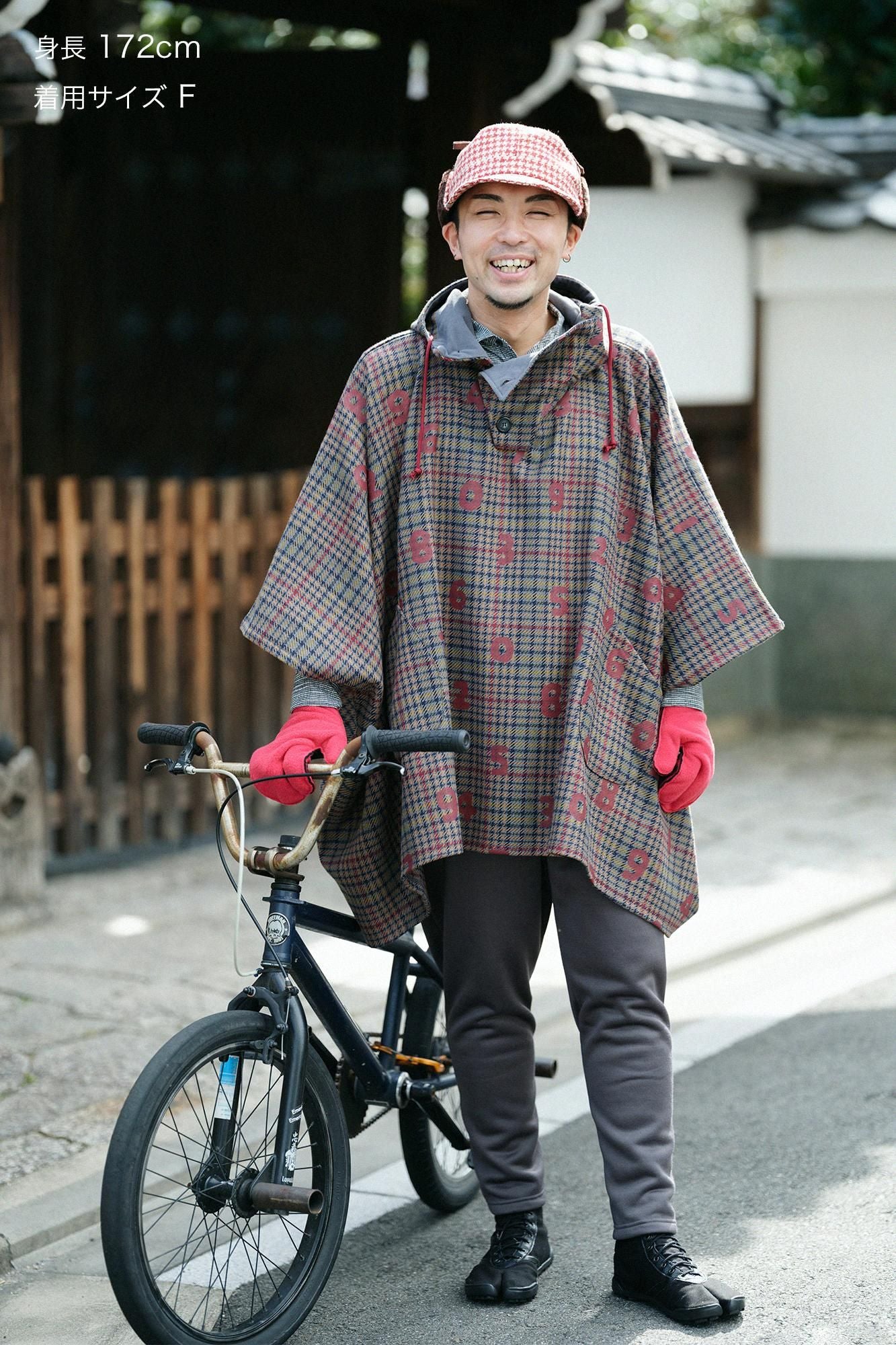 BALLI斜紋織 BIKE斗篷/SO-SU-U十數和留白 灰色格紋