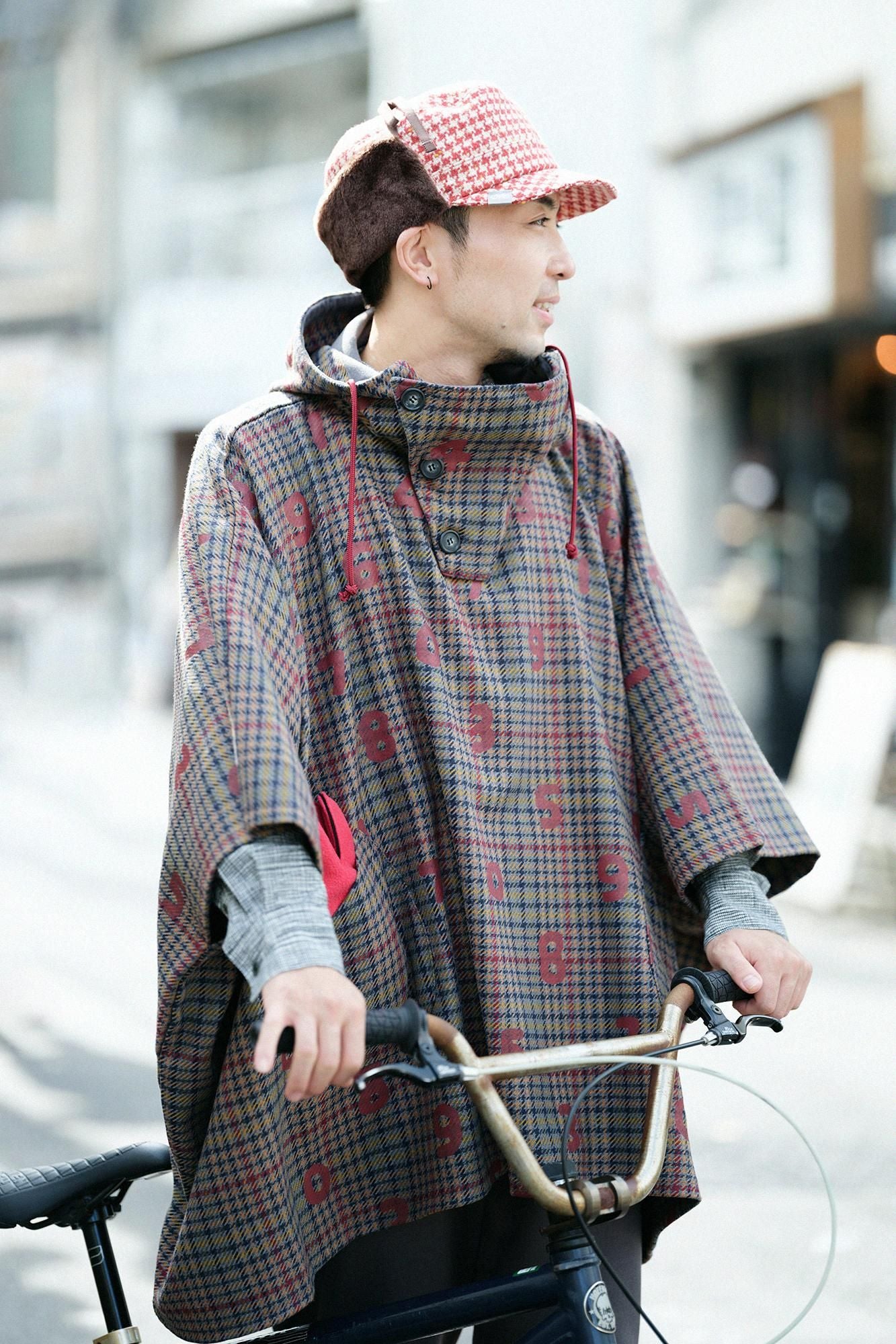 BALLI斜紋織 BIKE斗篷/SO-SU-U十數和留白 灰色格紋