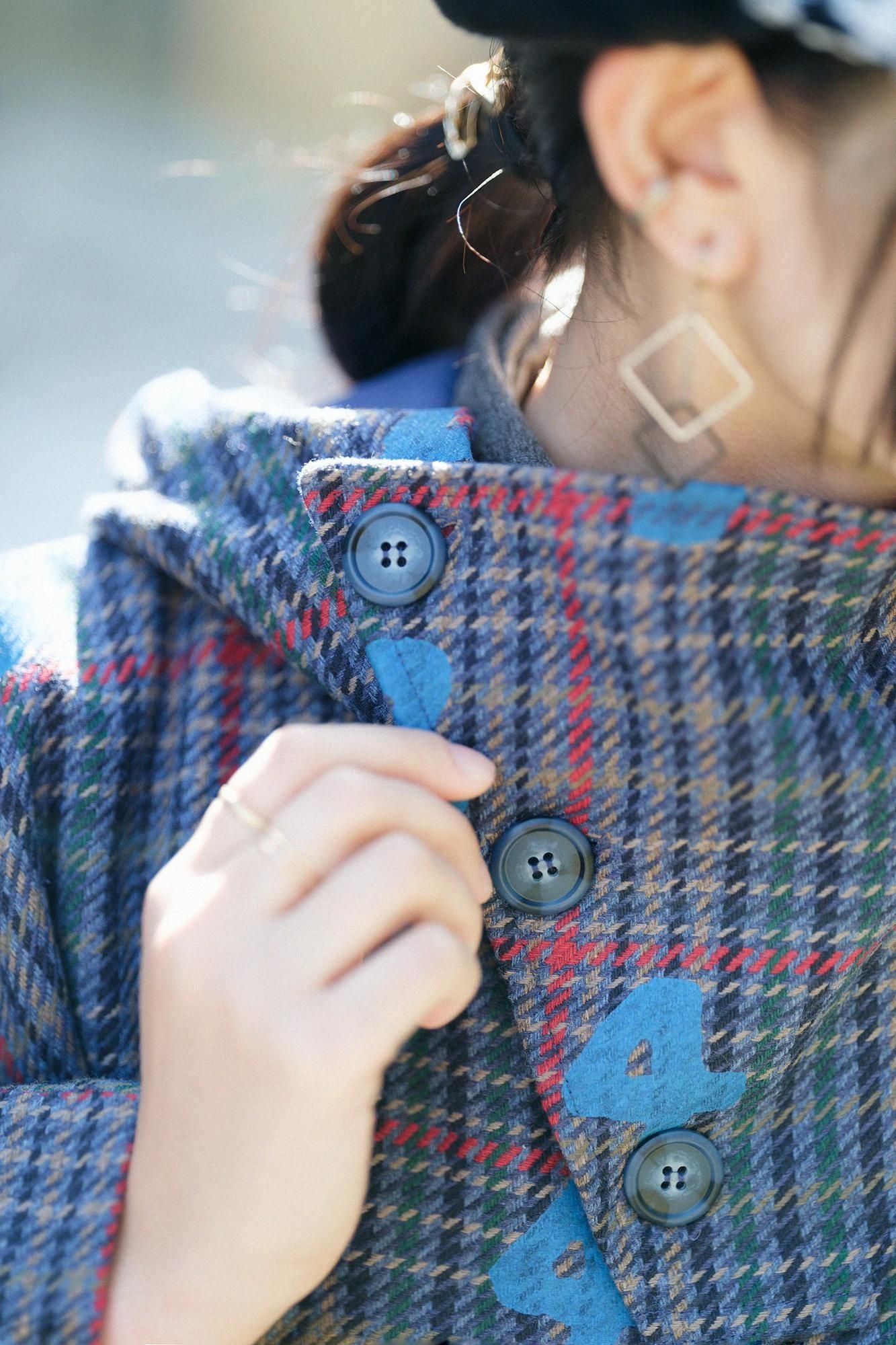 BALLI斜紋織 BIKE斗篷/SO-SU-U十數和留白 海軍藍格紋