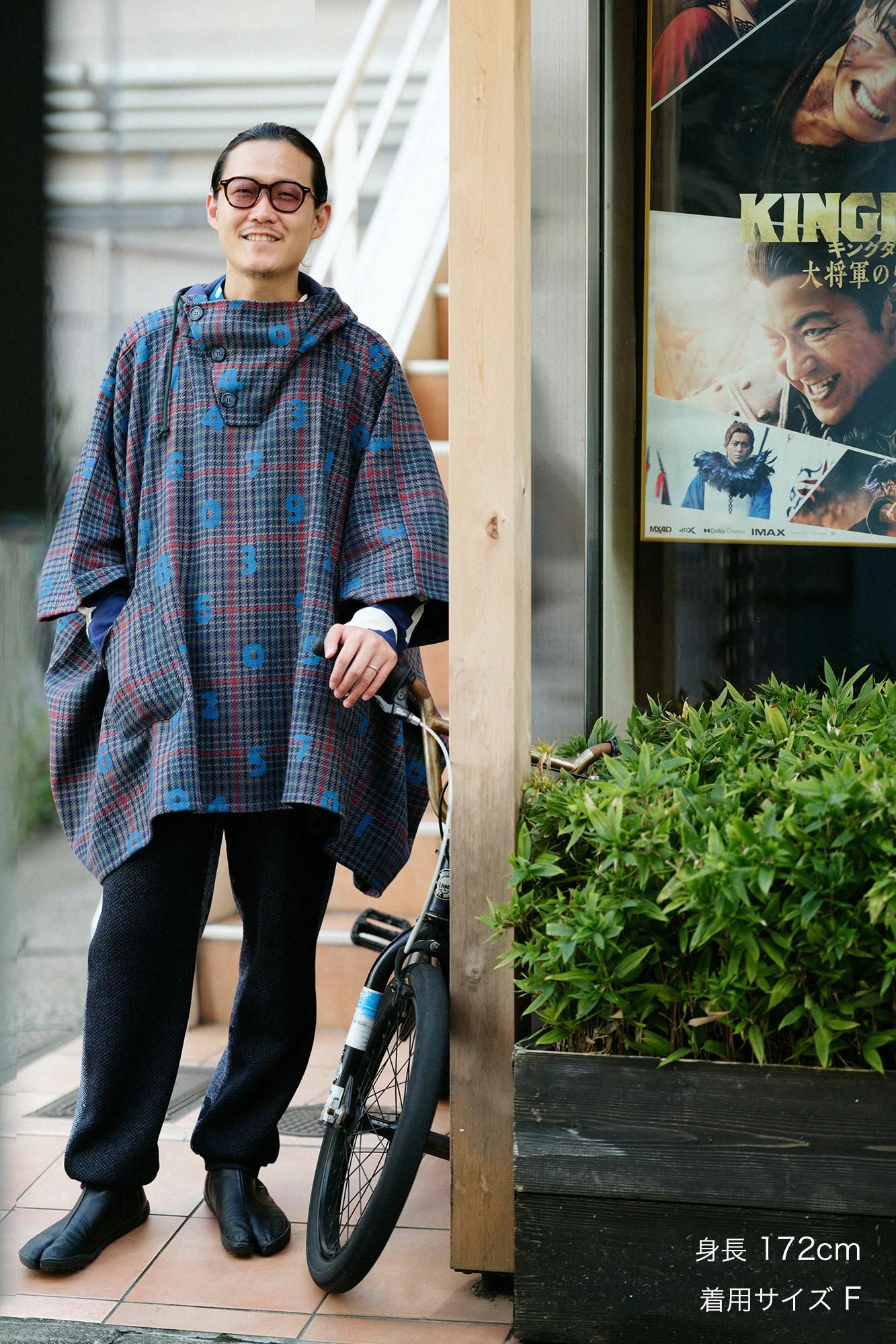 BALLI斜紋織 BIKE斗篷/SO-SU-U十數和留白 海軍藍格紋