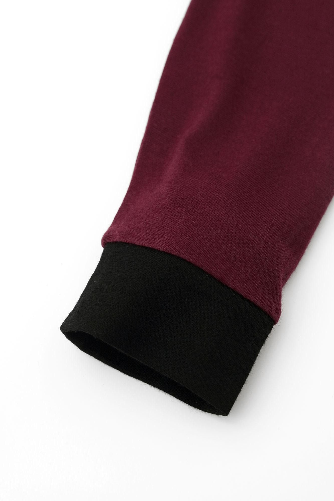 【預購】平針織 可洗羊毛 造型高領L/S長版上衣/酒紅色(※預計於12月9日左右發貨)