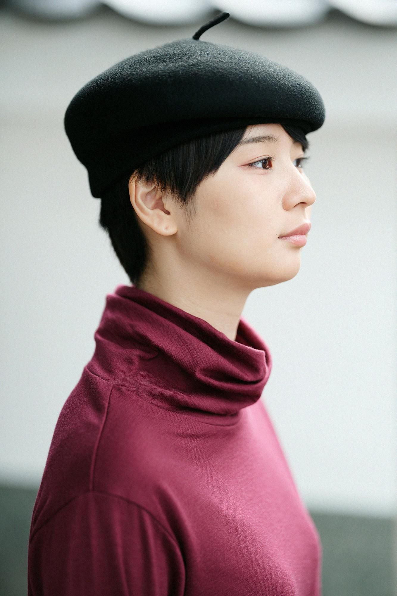 【預購】平針織 可洗羊毛 造型高領L/S長版上衣/酒紅色(※預計於12月9日左右發貨)