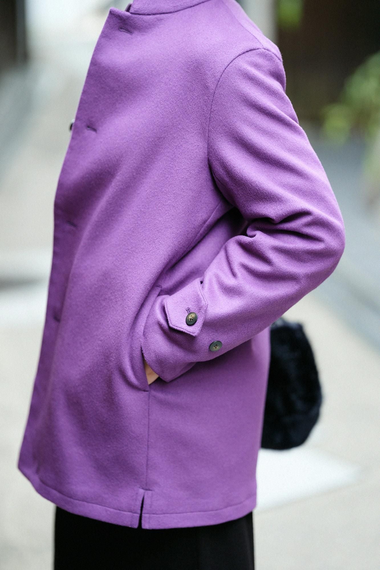 Super 120's Wool S.C. Kurzmantel 2.0/Dunkelviolett (Kokimurasaki) x Kokei