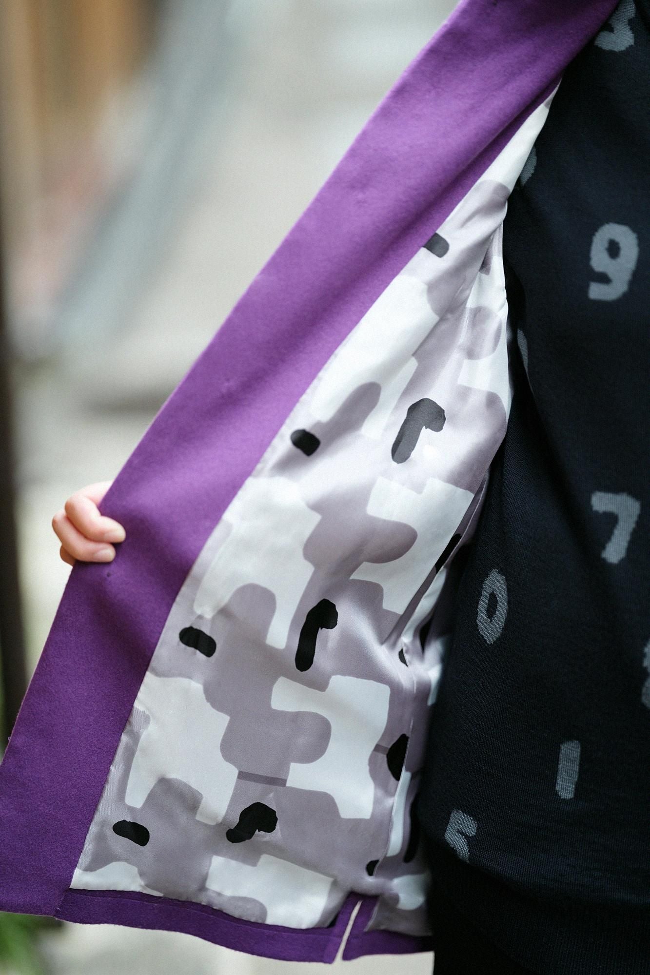 Super 120's Wool S.C. Kurzmantel 2.0/Dunkelviolett (Kokimurasaki) x Kokei