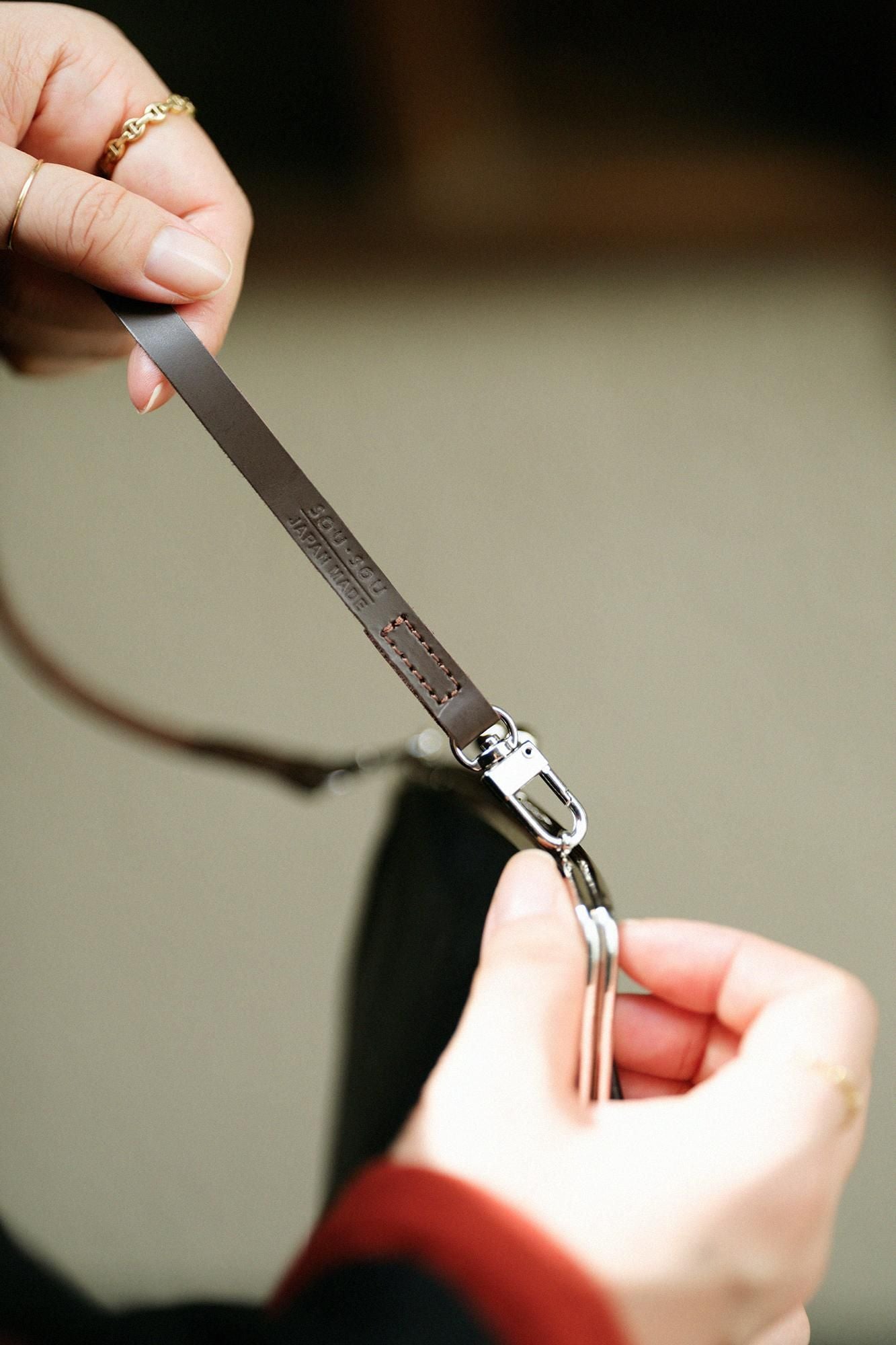 Short Leather Strap for Gamaguchi 35cm/ Brown