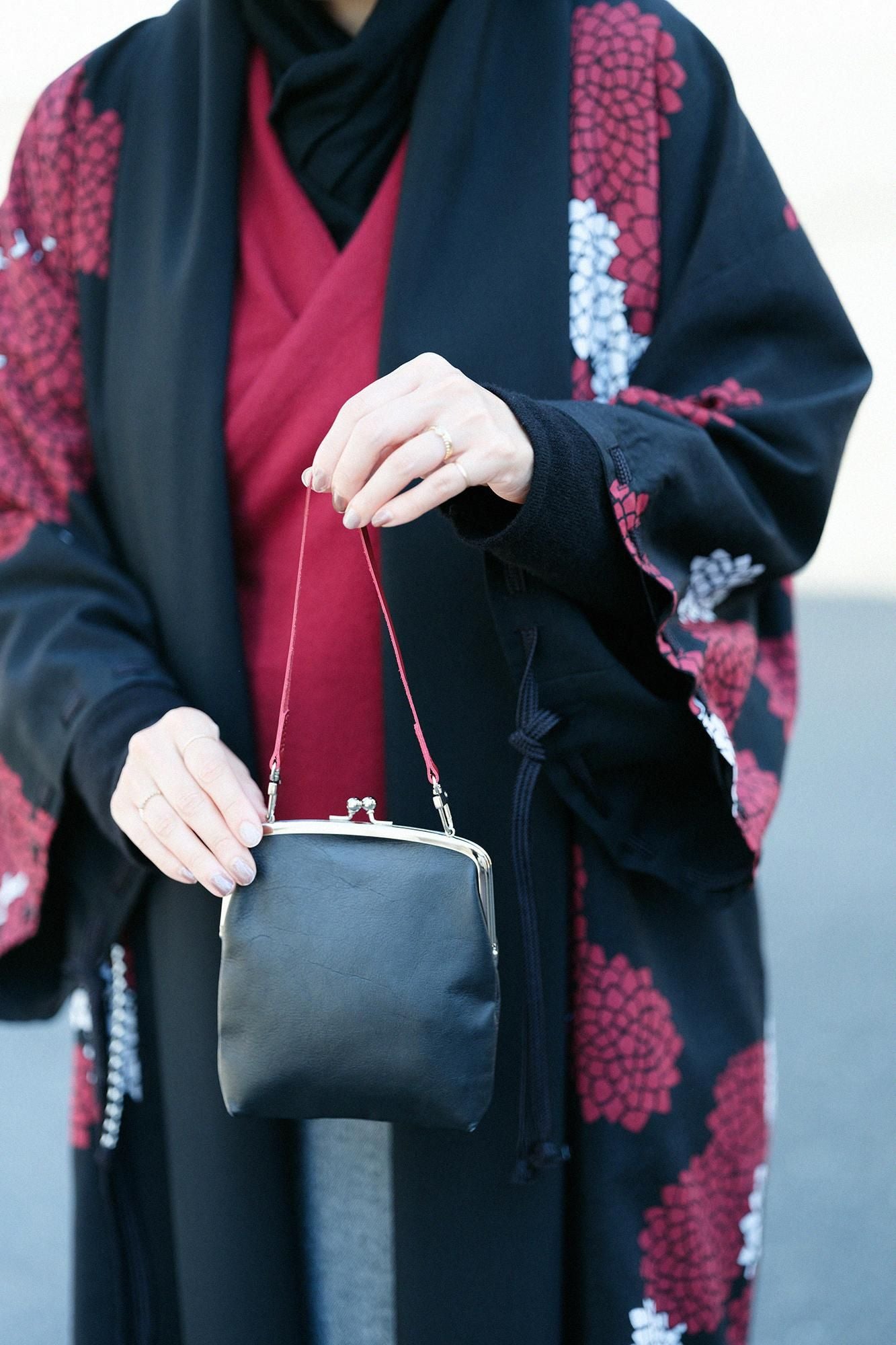 Short Leather Strap for Gamaguchi 35cm / Red