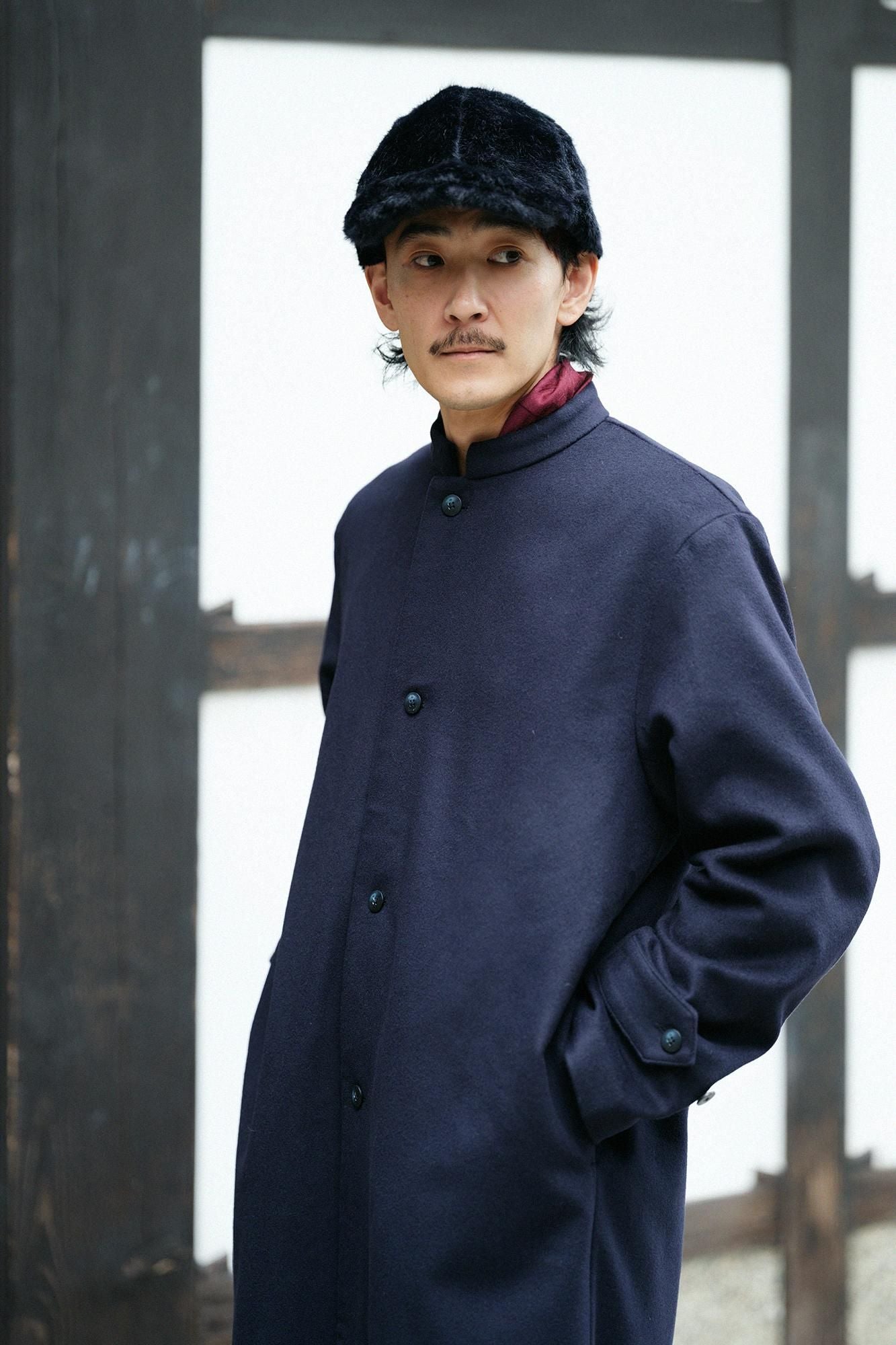 Manteau long Super 120's Wool S.C. 2.0/Bleu profond x Forest Life