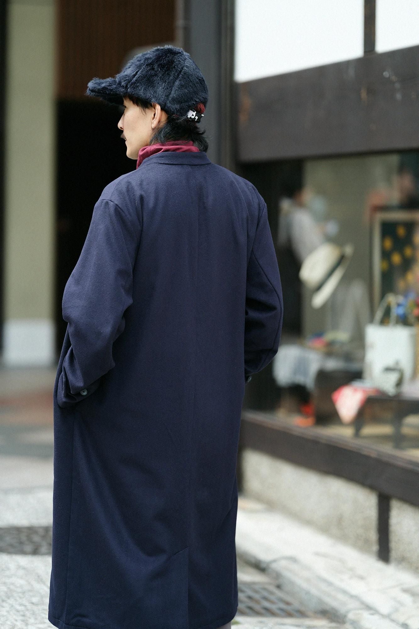 Manteau long Super 120's Wool S.C. 2.0/Bleu profond x Forest Life
