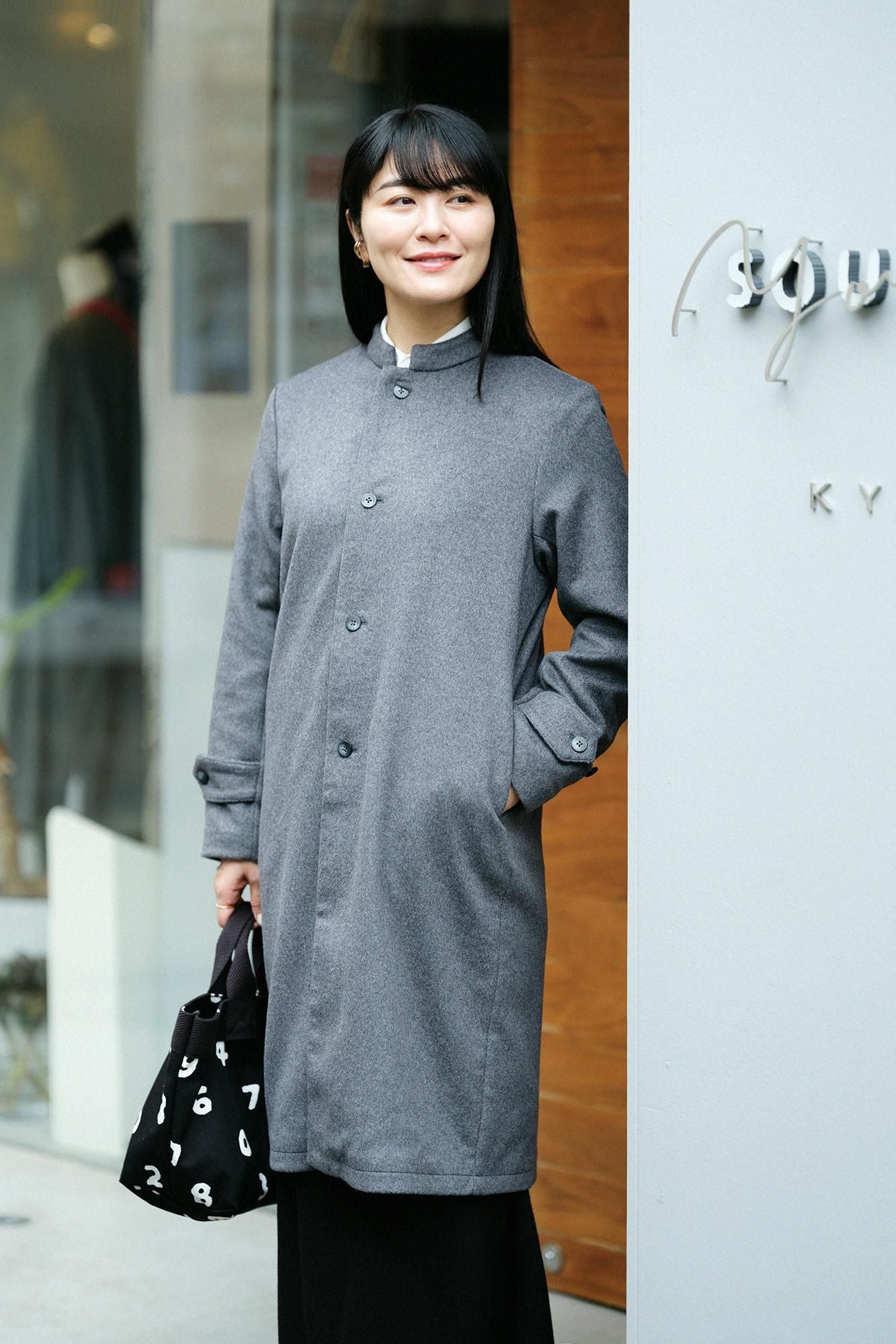 Super 120's Wool S.C. Long Coat 2.0 / Dark Ash (Koihai) x Koihai