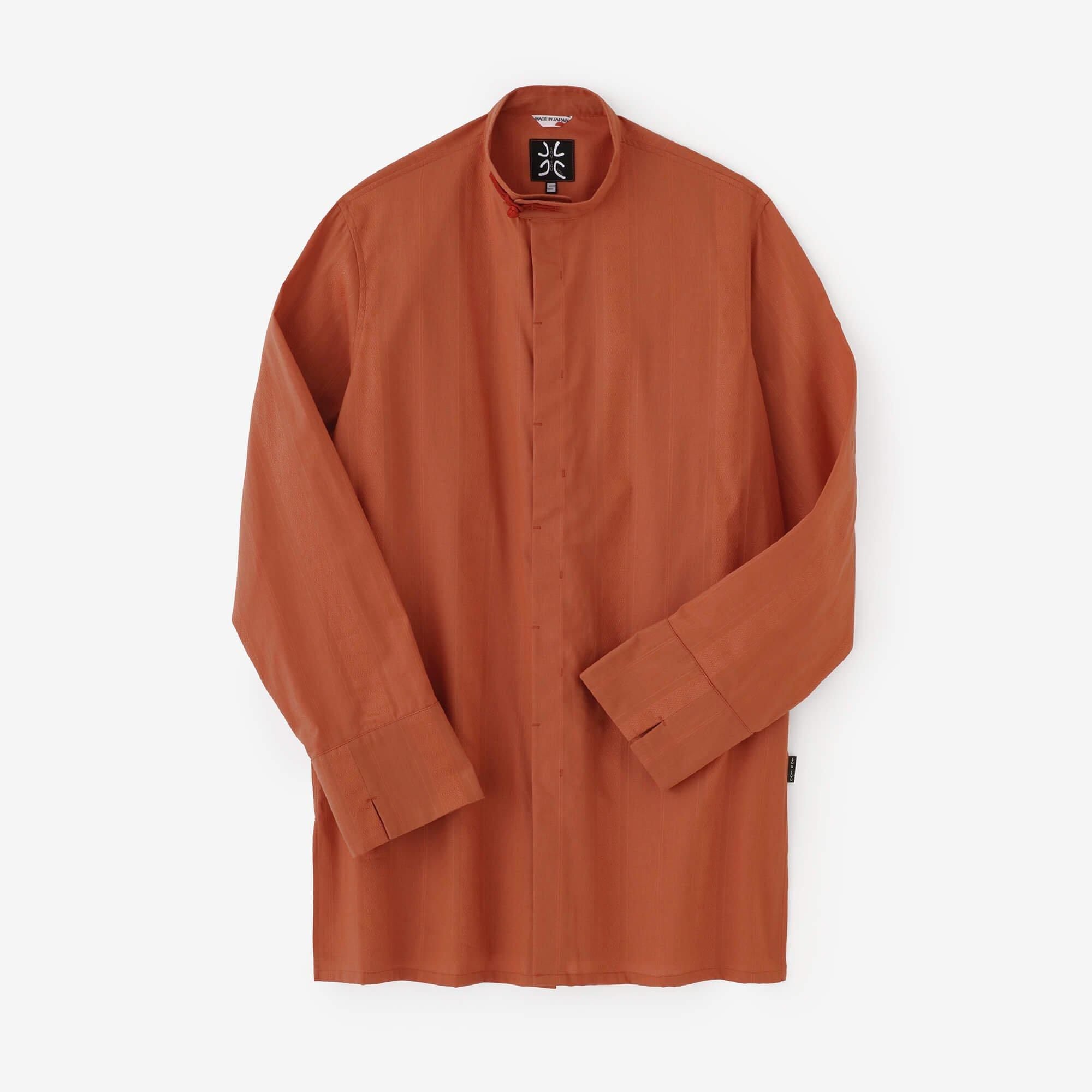 【net限定】舶来間道(はくらいかんとう) 円領長襯衣(えんりょうながしんい)/丹色(にいろ)