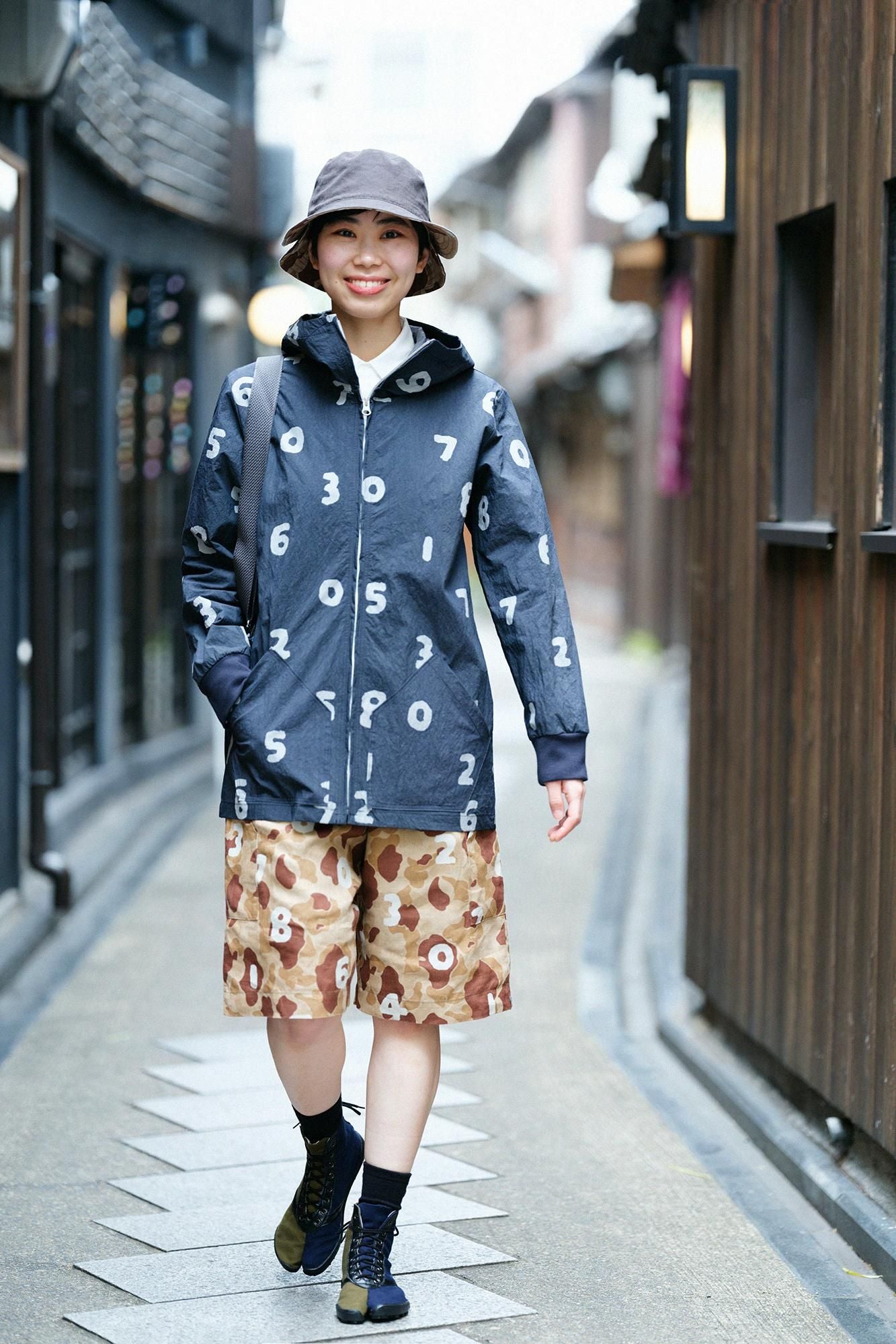 運動足袋 HI いろは底/カーキ×ネイビー