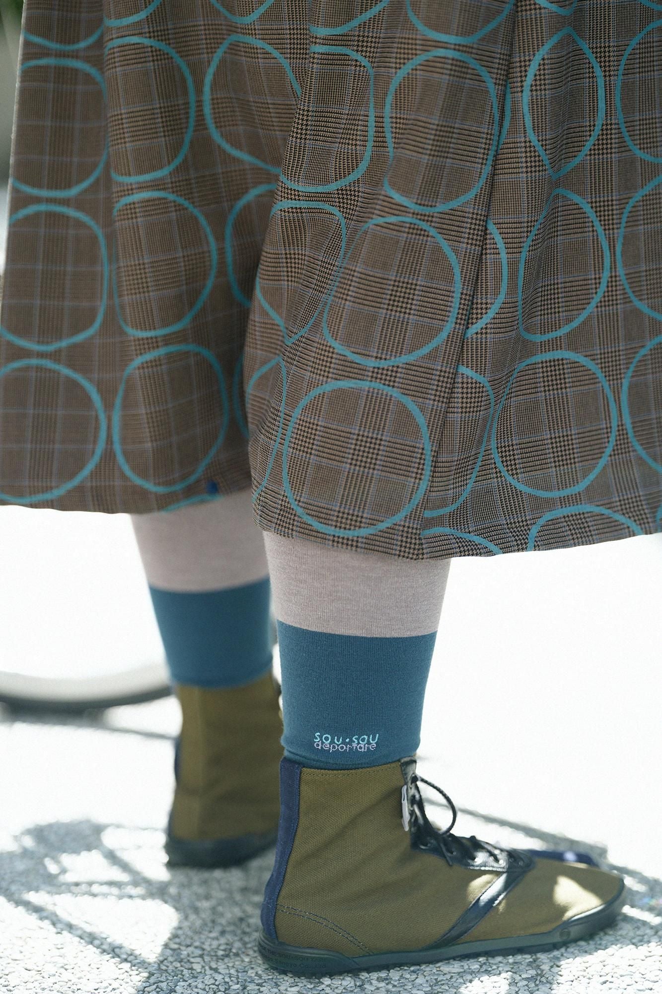 C.C deportare 內搭褲・腳踝長度/石灰色×深海軍藍