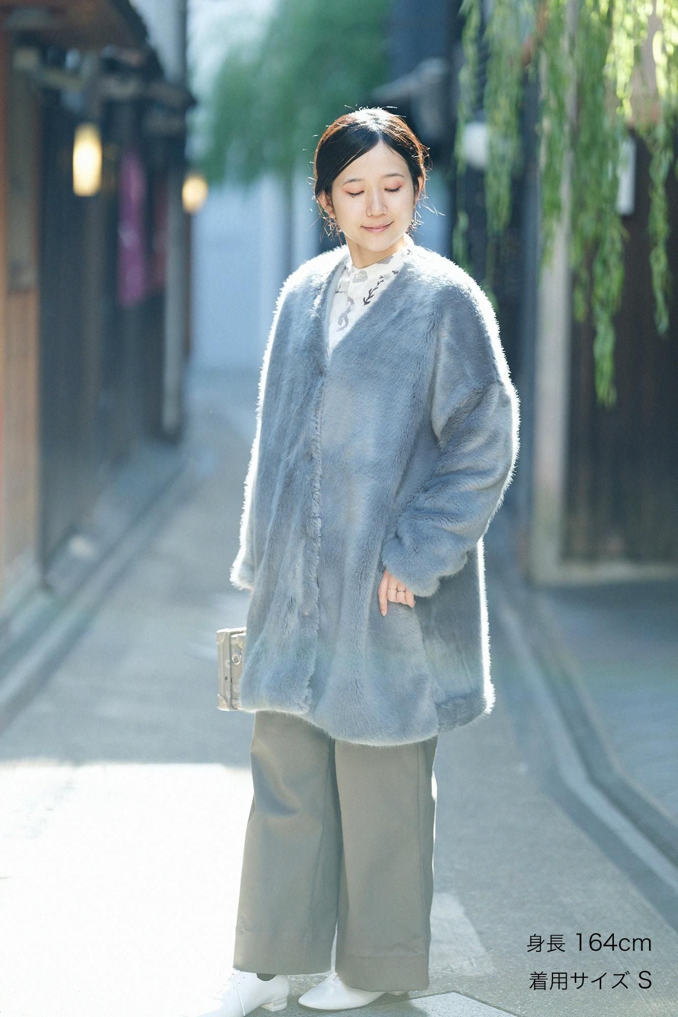 【預購】彈性緞面 闊腿褲/灰汁色(※預計於12月9日左右發貨)