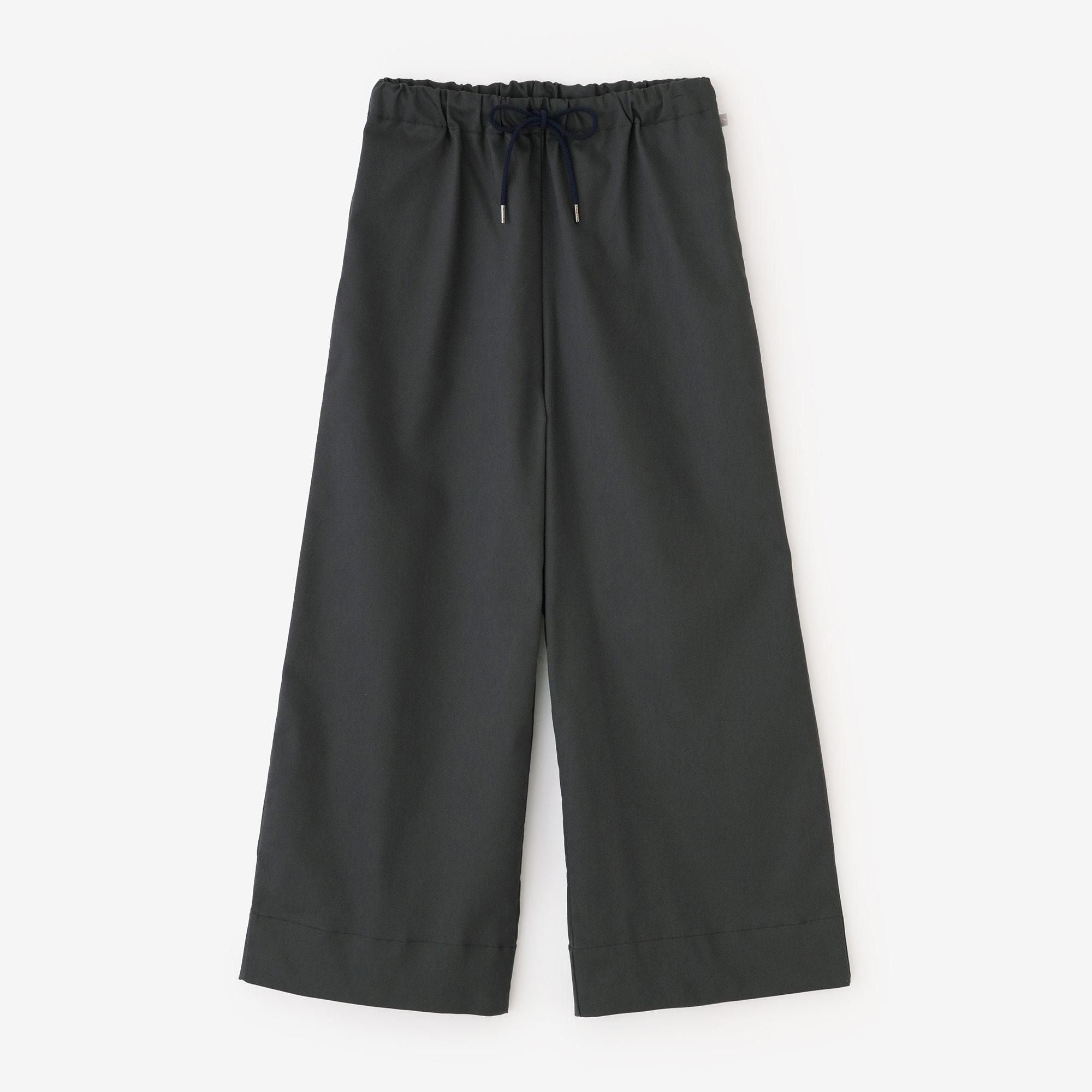 彈性緞面闊腿褲/深灰色