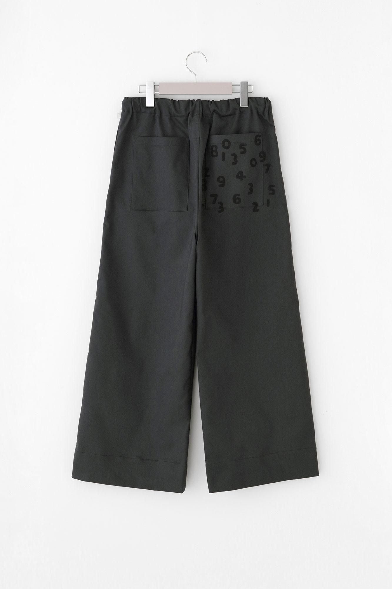 彈性緞面闊腿褲/深灰色