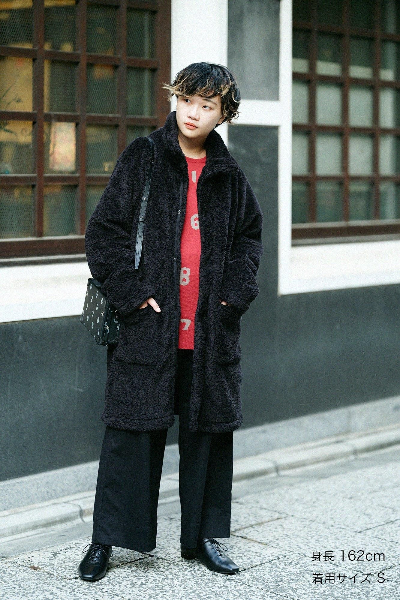 【預購】【net限定】彈性緞面 闊腿褲/黑色(※預計於12月9日左右發貨)