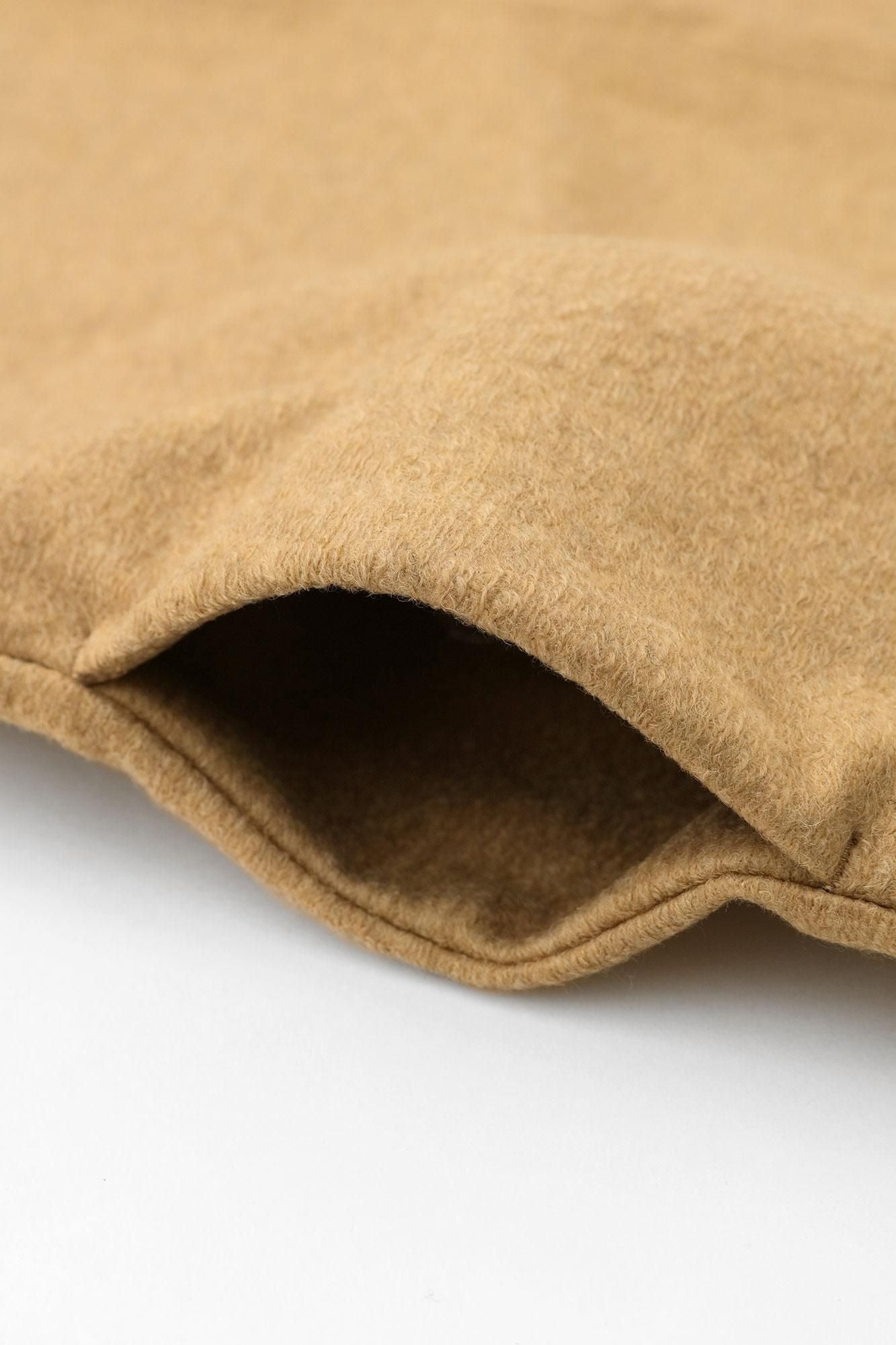 スライバーボンディングニット Vネック ライトチュニックコート/麦藁色(むぎわらいろ)