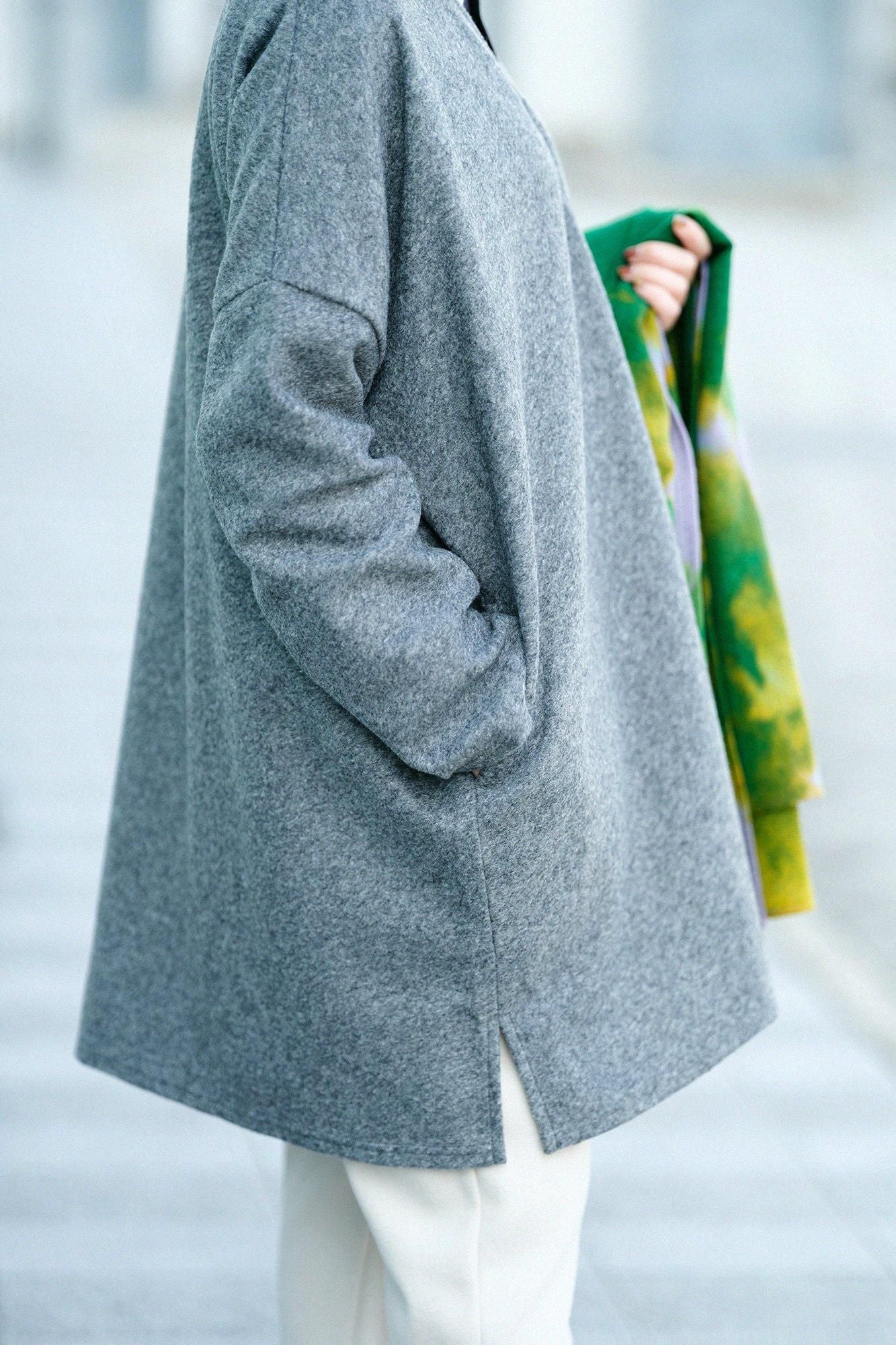 【預購】毛絨針織 V領輕型外套/深灰色(※預計於12月9日左右發貨)