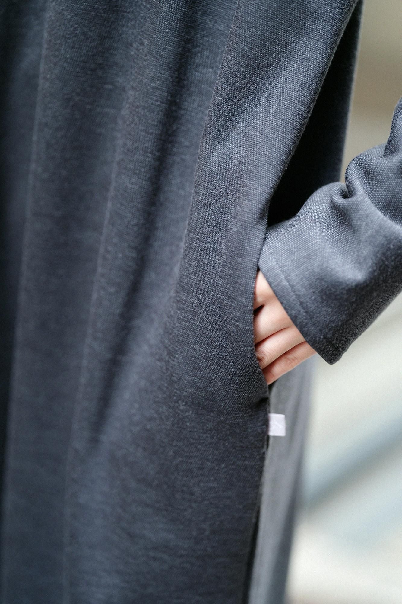 【預購】Soft Thermo(R) 內起絨船領 長袖連身裙 超長版/濃灰(※預計於12月9日左右發貨)