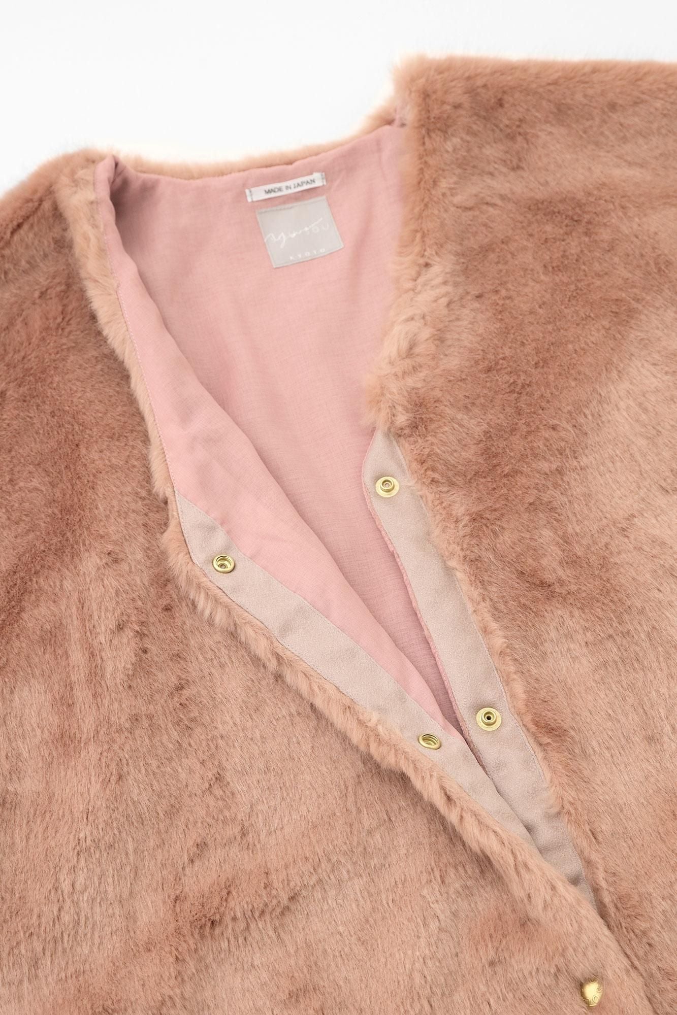 페이크 퍼 V넥 빛튜닉코트/Haiume (Haiume)