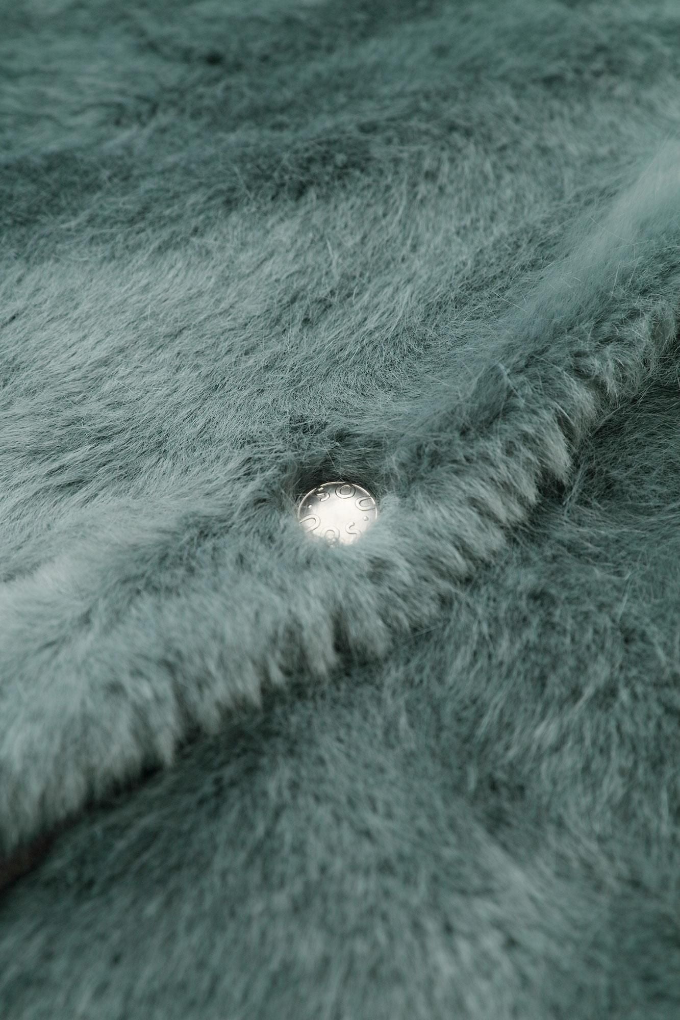 フェイクファー Vネック ライトチュニックコート/水浅葱(みずあさぎ)