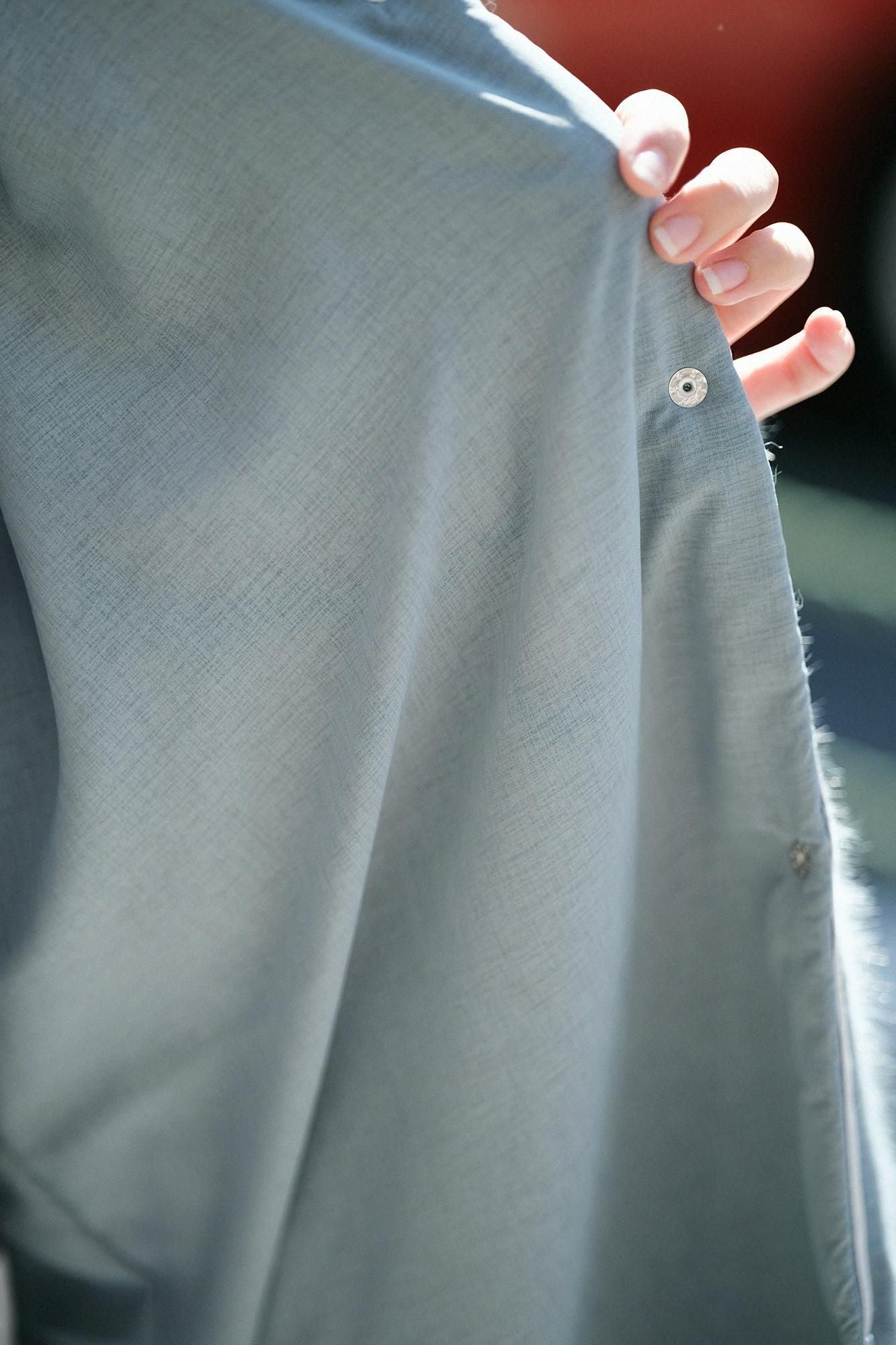 フェイクファー Vネック ライトチュニックコート/水浅葱(みずあさぎ)