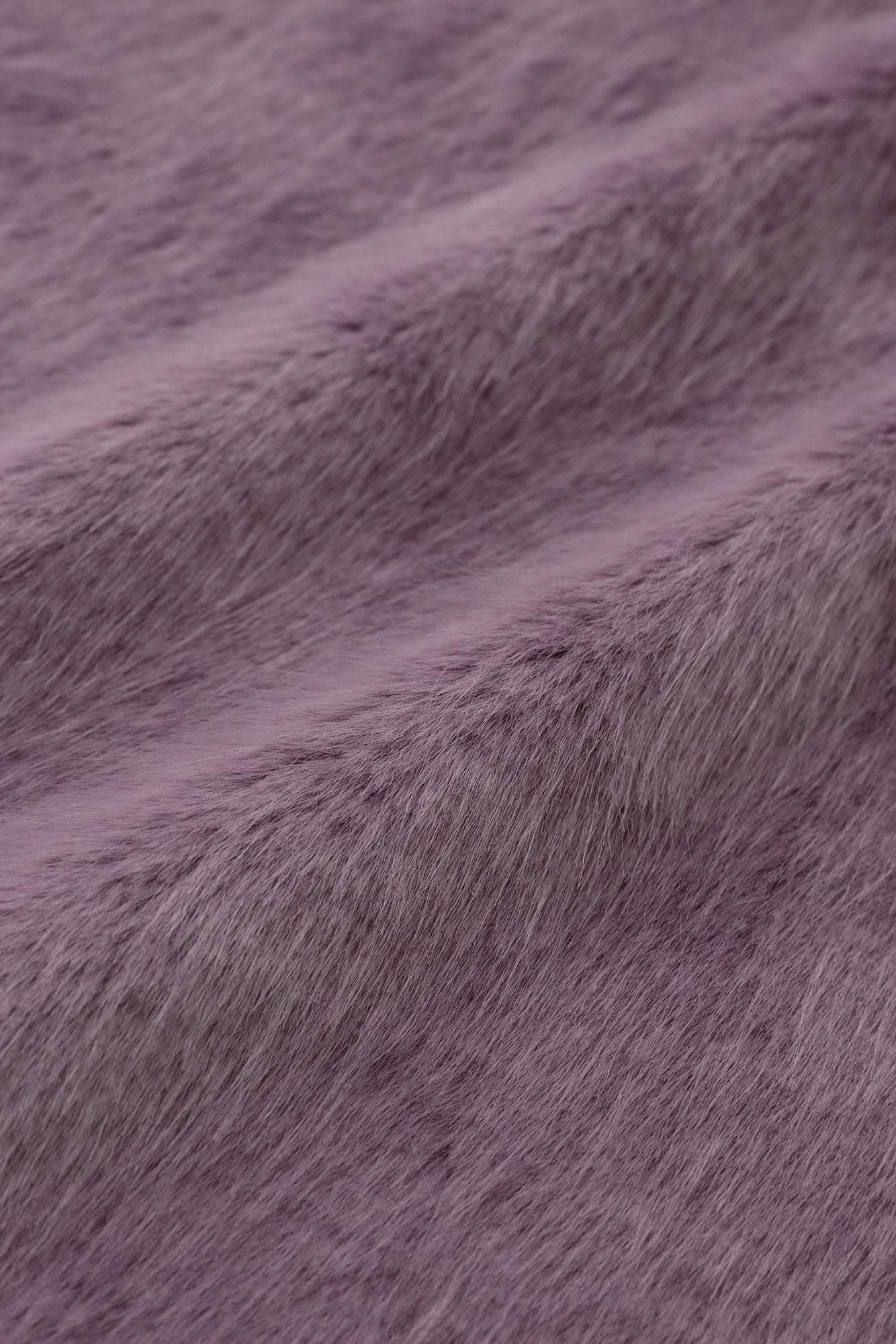 フェイクファー Vネック ライトチュニックコート/藤紫(ふじむらさき)