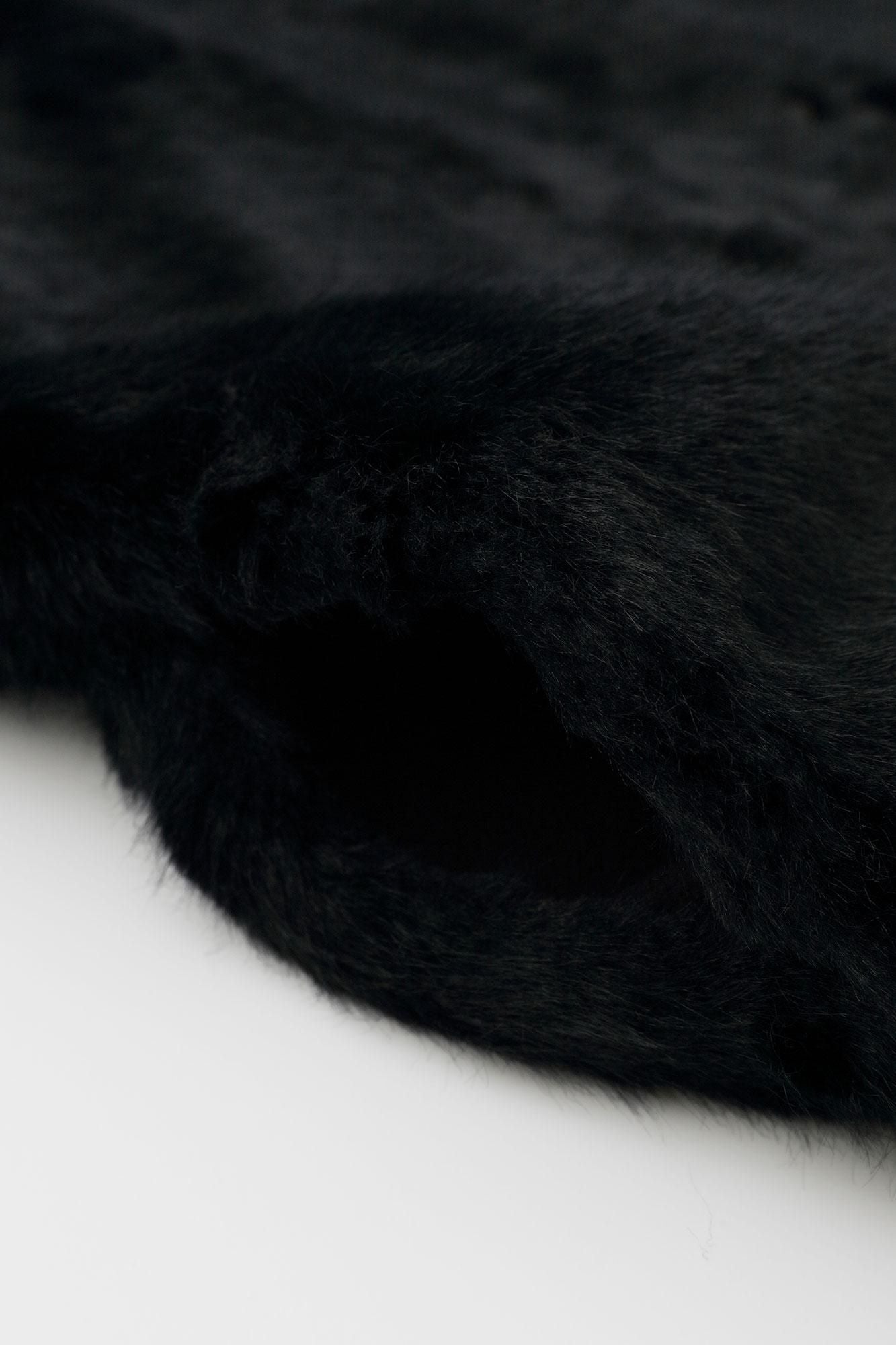 フェイクファー Vネック ライトチュニックコート/黒紺(くろこん)