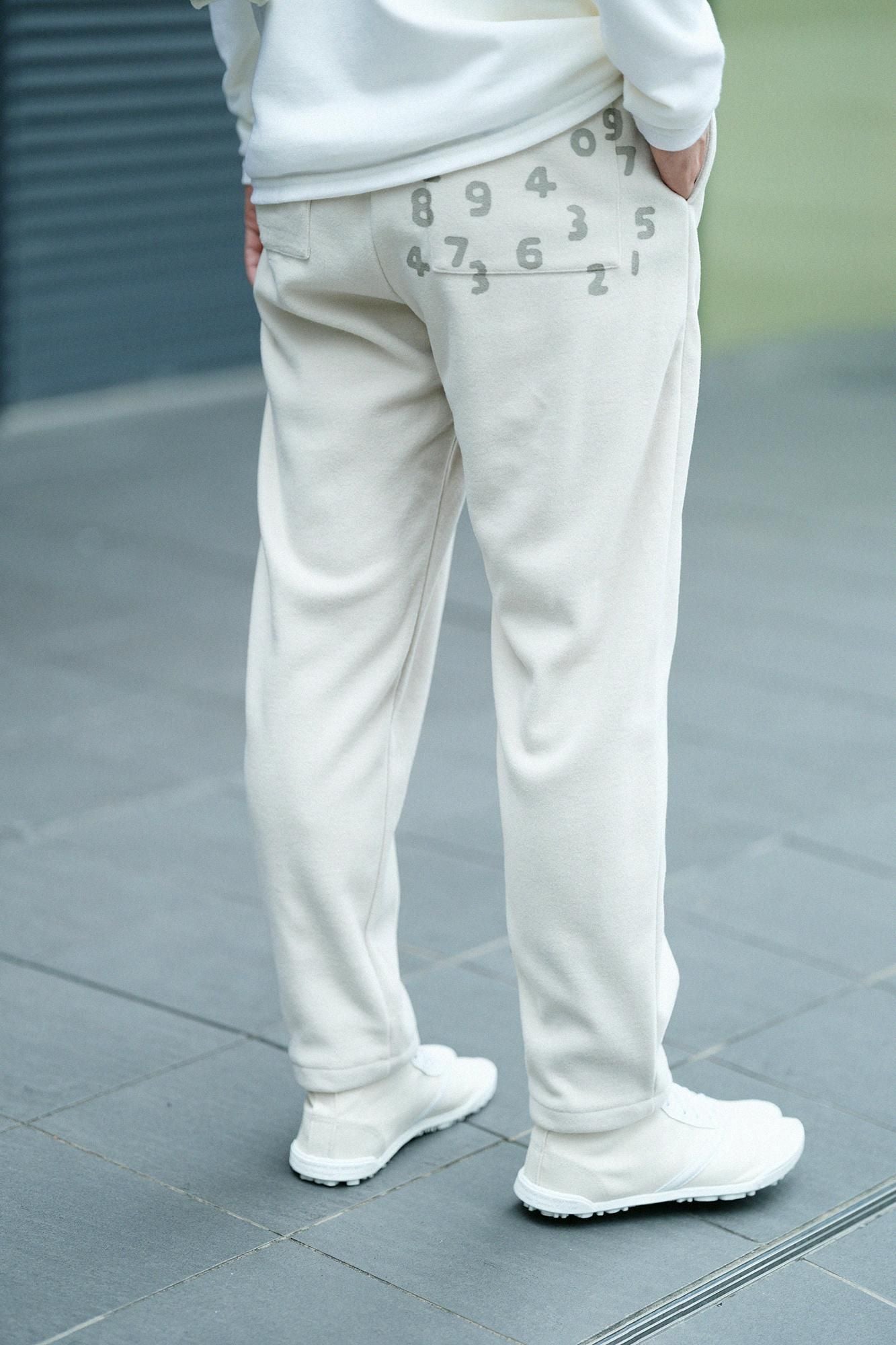 Melton Smooth Easy Tapered Pants / Greyish White