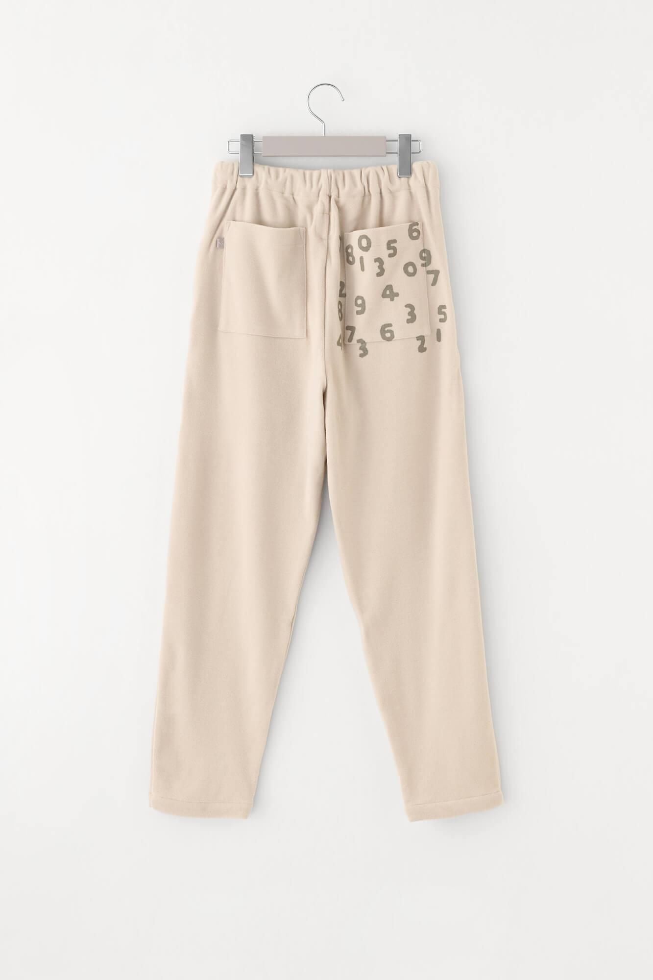 Melton Smooth Easy Tapered Pants / Greyish White