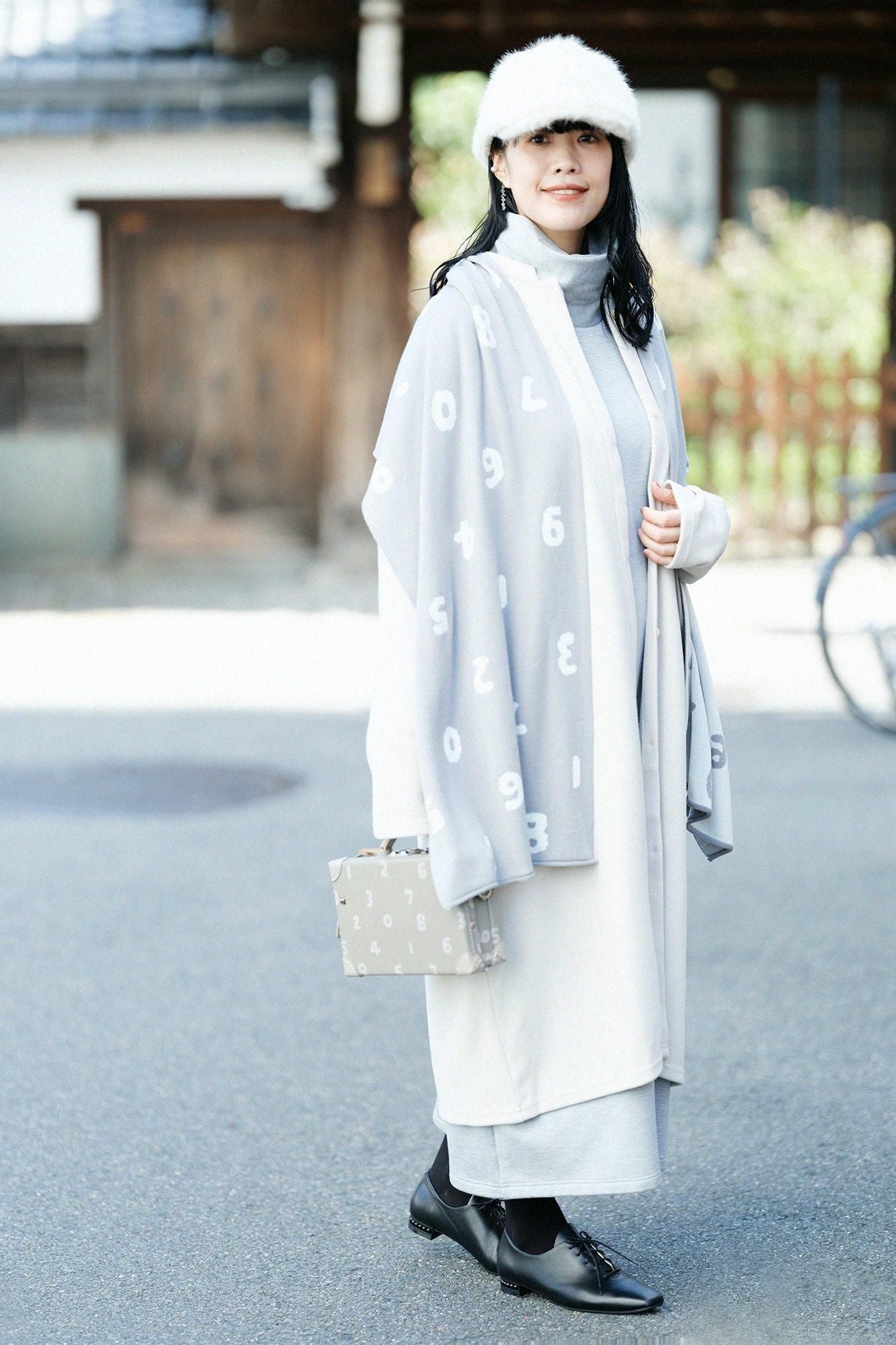 メルトンスムース スタンドカラー ライトコート/灰白色(かいはくしょく)