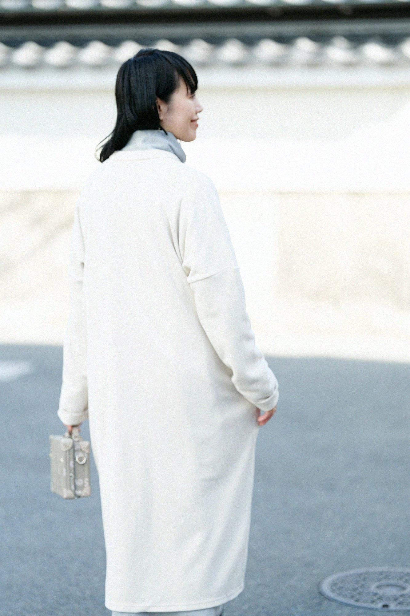 メルトンスムース スタンドカラー ライトコート/灰白色(かいはくしょく)