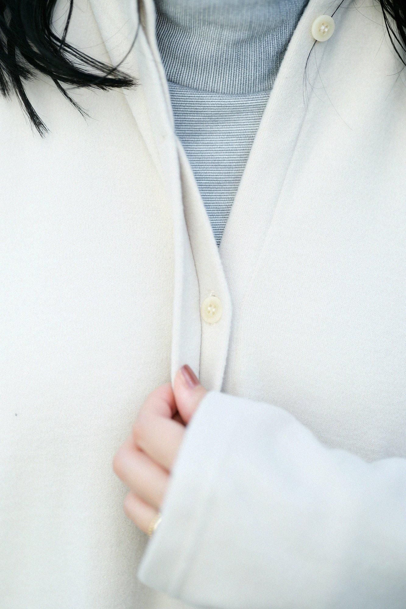 メルトンスムース スタンドカラー ライトコート/灰白色(かいはくしょく)