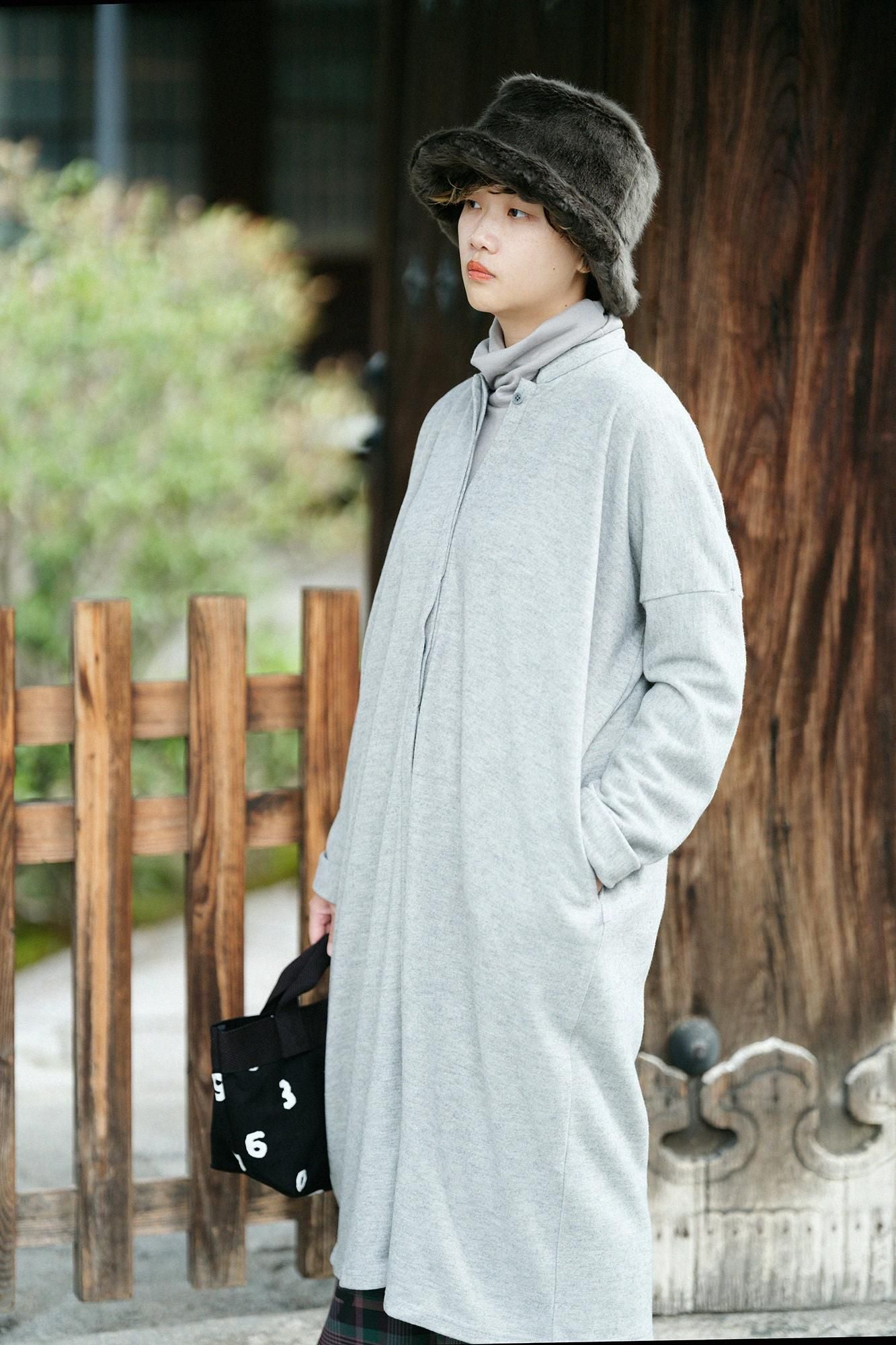 Melton Smoot Stand Collar Light Coat / Mokuhai (Mokuhai)