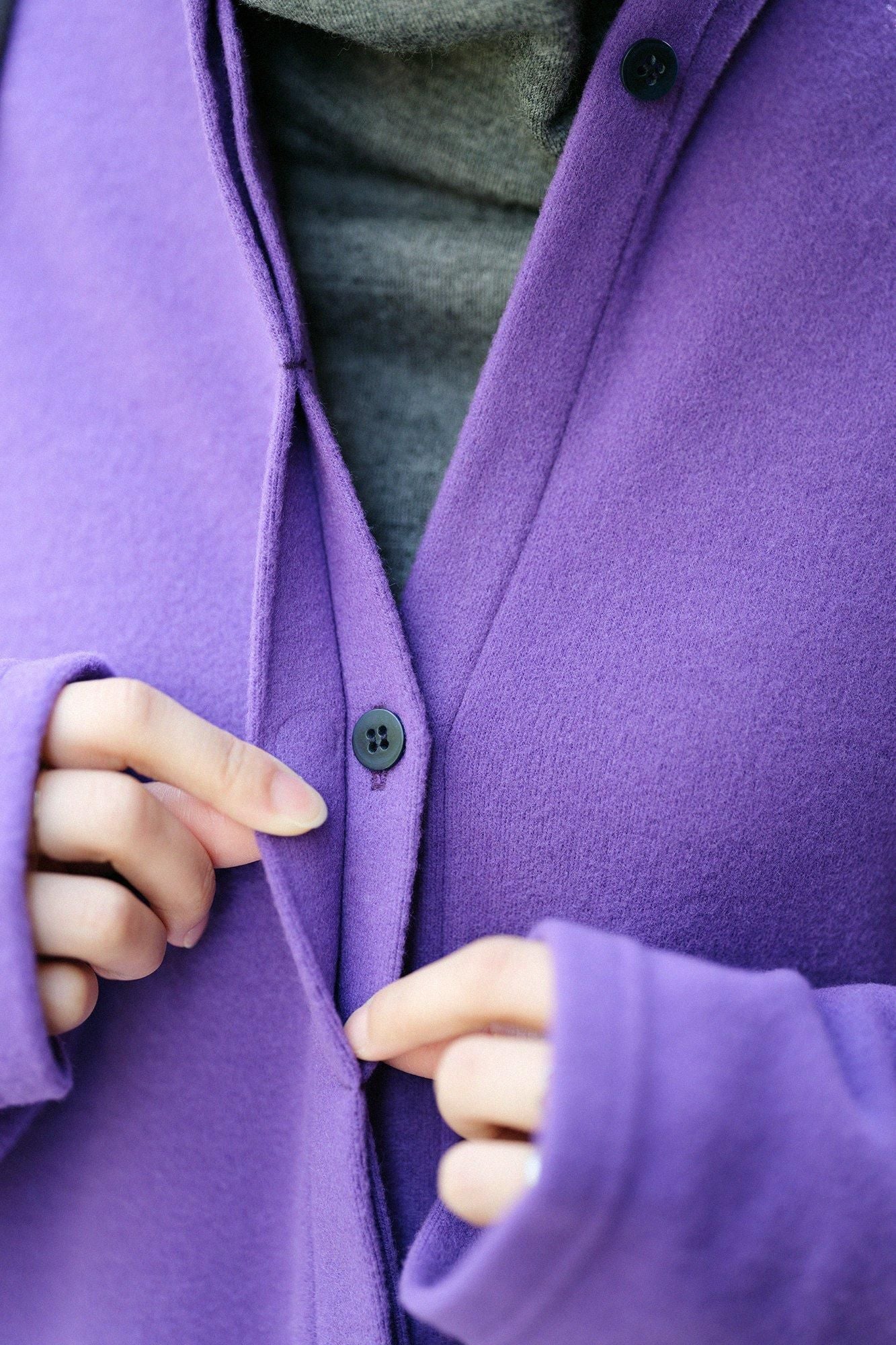 Melton Smoot Stand Collar Light Coat / Edo Purple