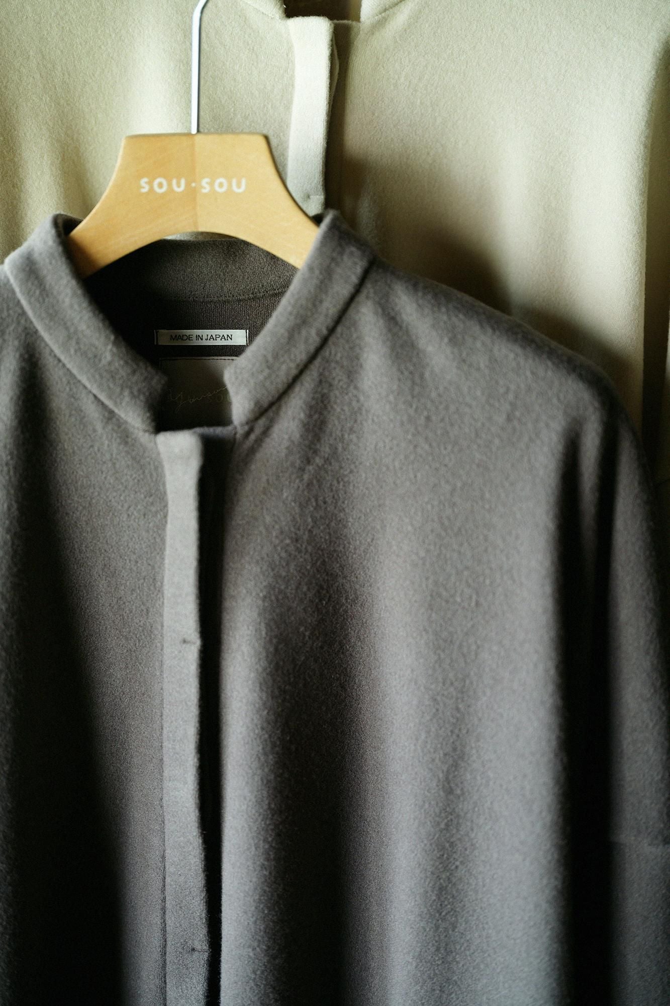 Melton Smoot Stand Collar Light Coat / Soot Color (Rinse)