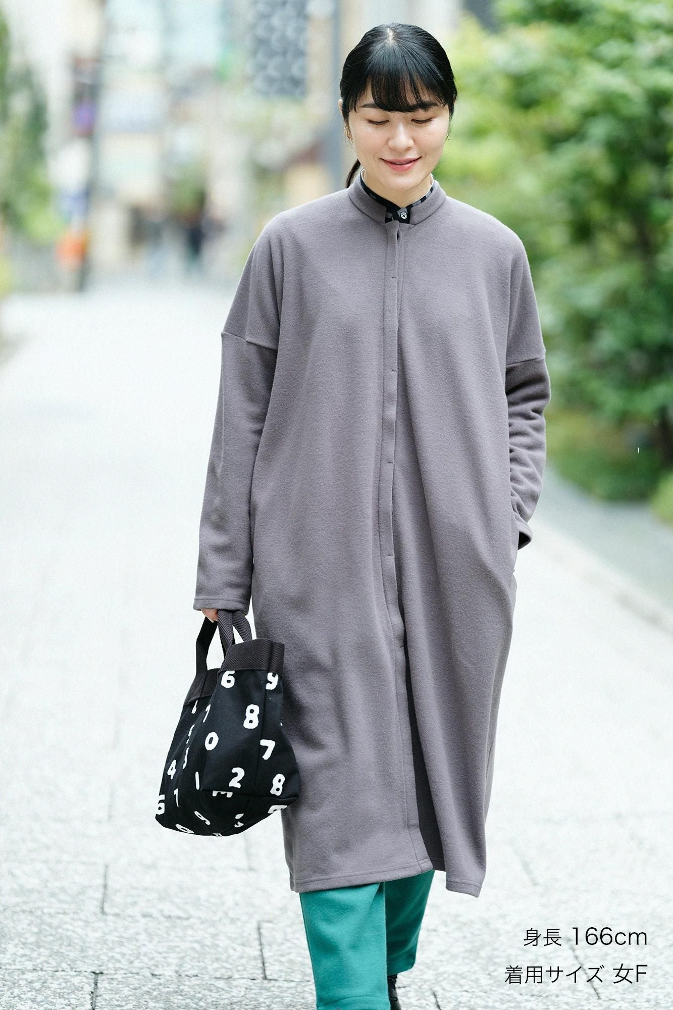 Melton Smoot Stand Collar Light Coat / Soot Color (Rinse)