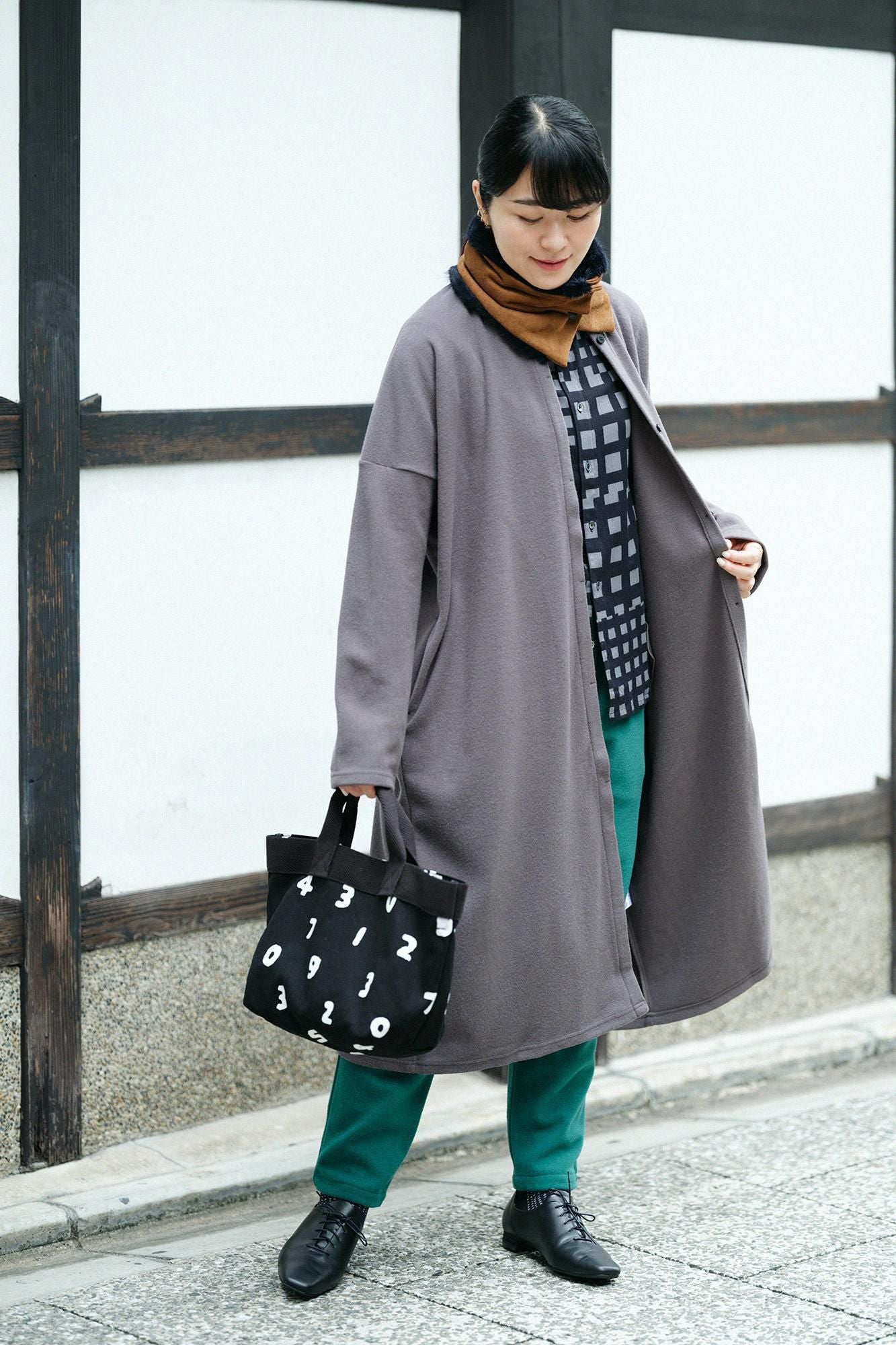 Melton Smoot Stand Collar Light Coat / Soot Color (Rinse)