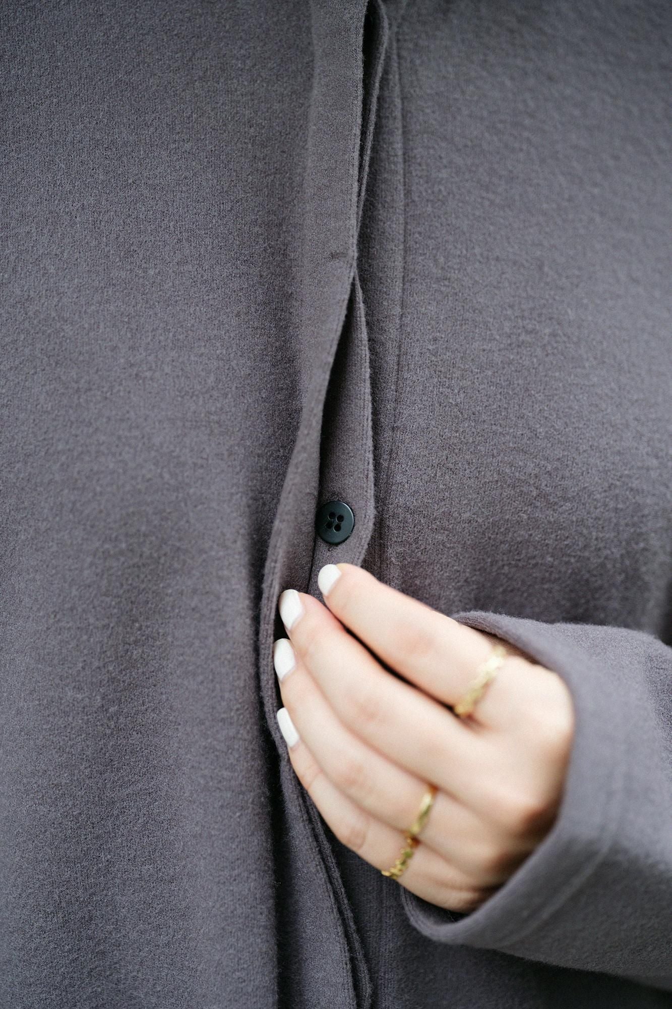 Melton Smoot Stand Collar Light Coat / Soot Color (Rinse)