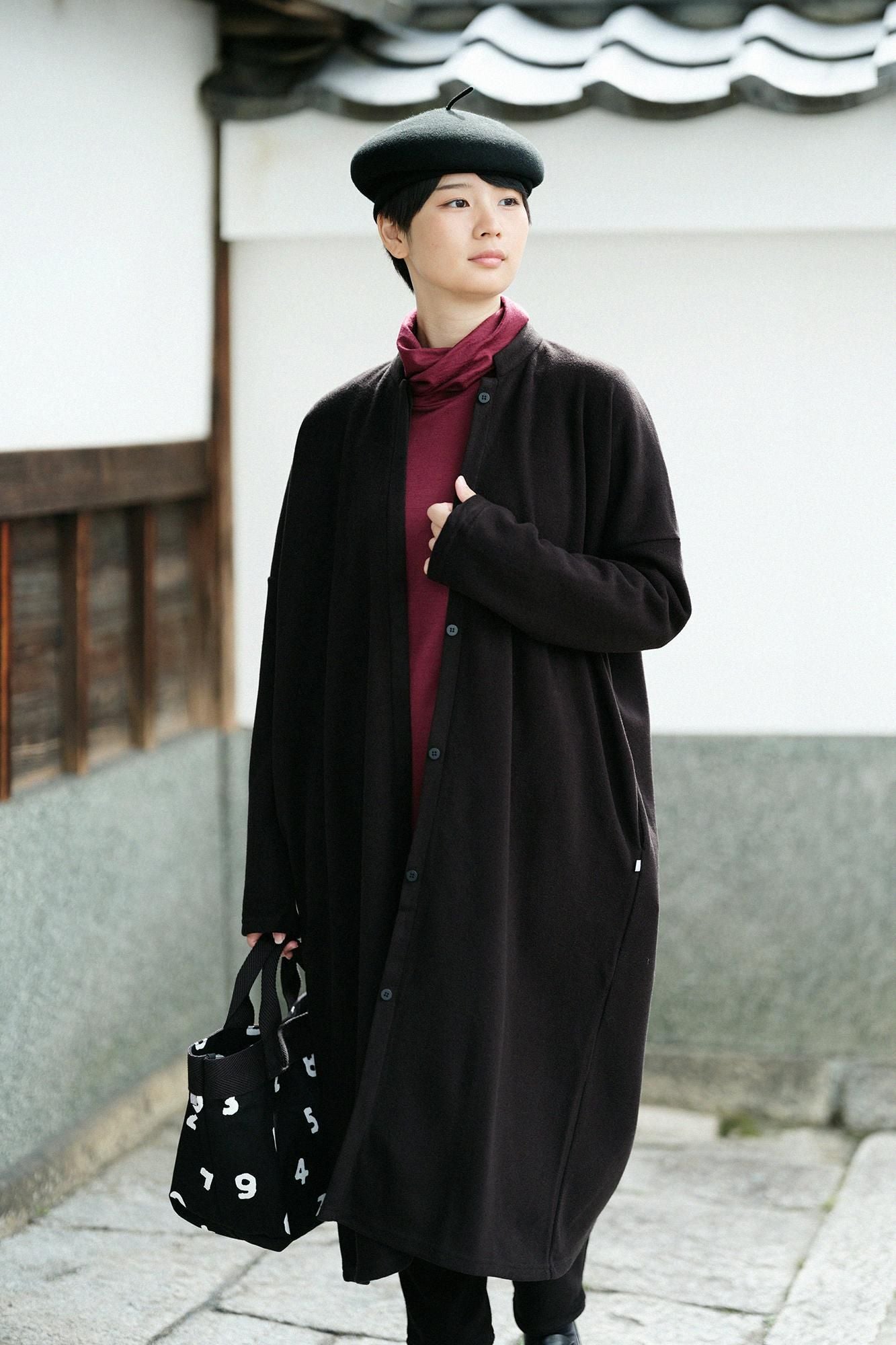 Melton Smoot Stand Collar Light Coat / Wood Feather Color (Wood)