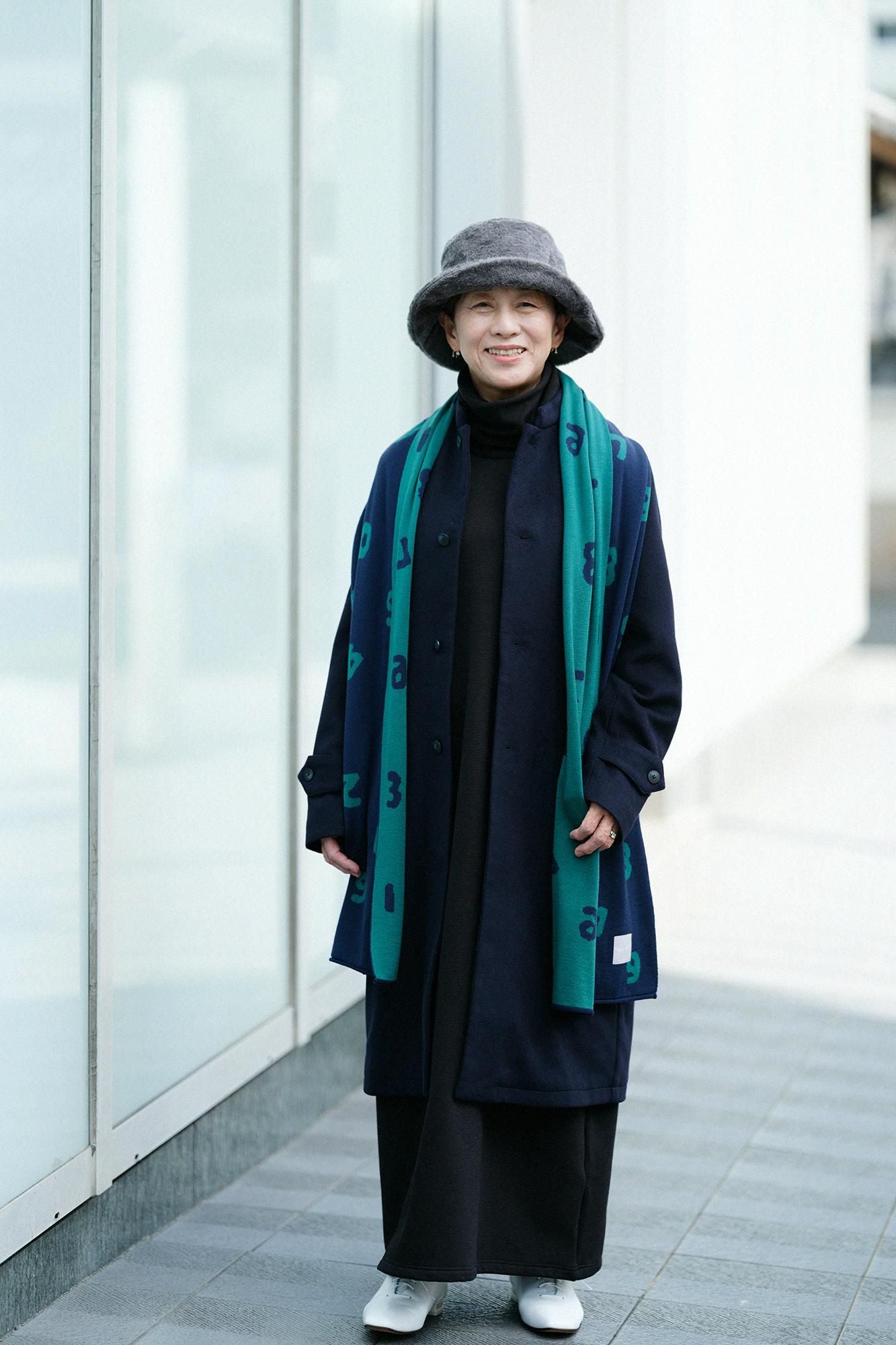 Super 140's Jacquard Muffler / SO-SU-U Dark Blue