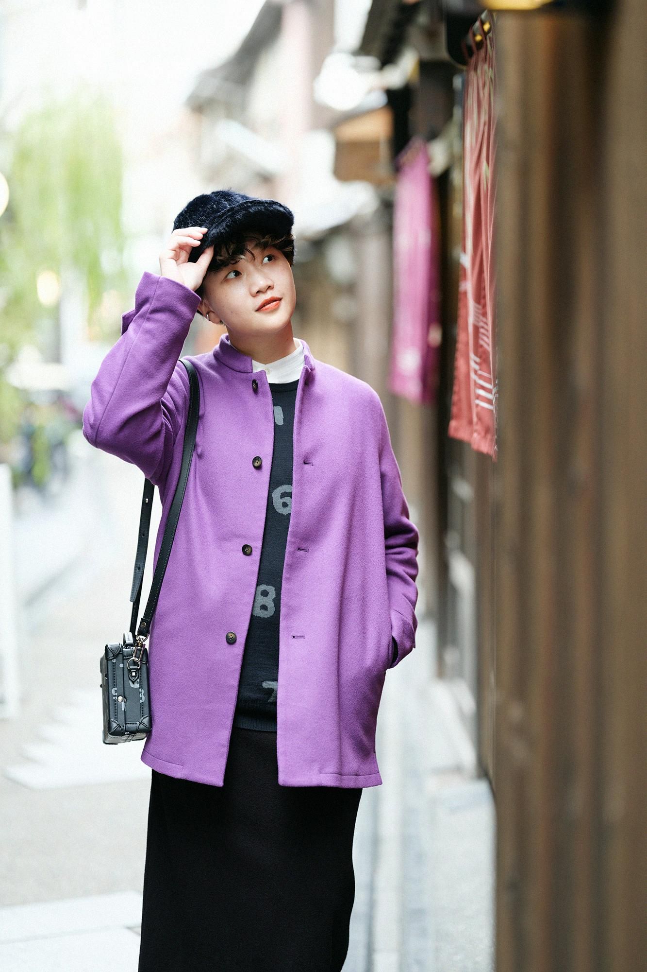 フェイクファー キャップ/黒紺(くろこん)×SO-SU-U昆(こん)